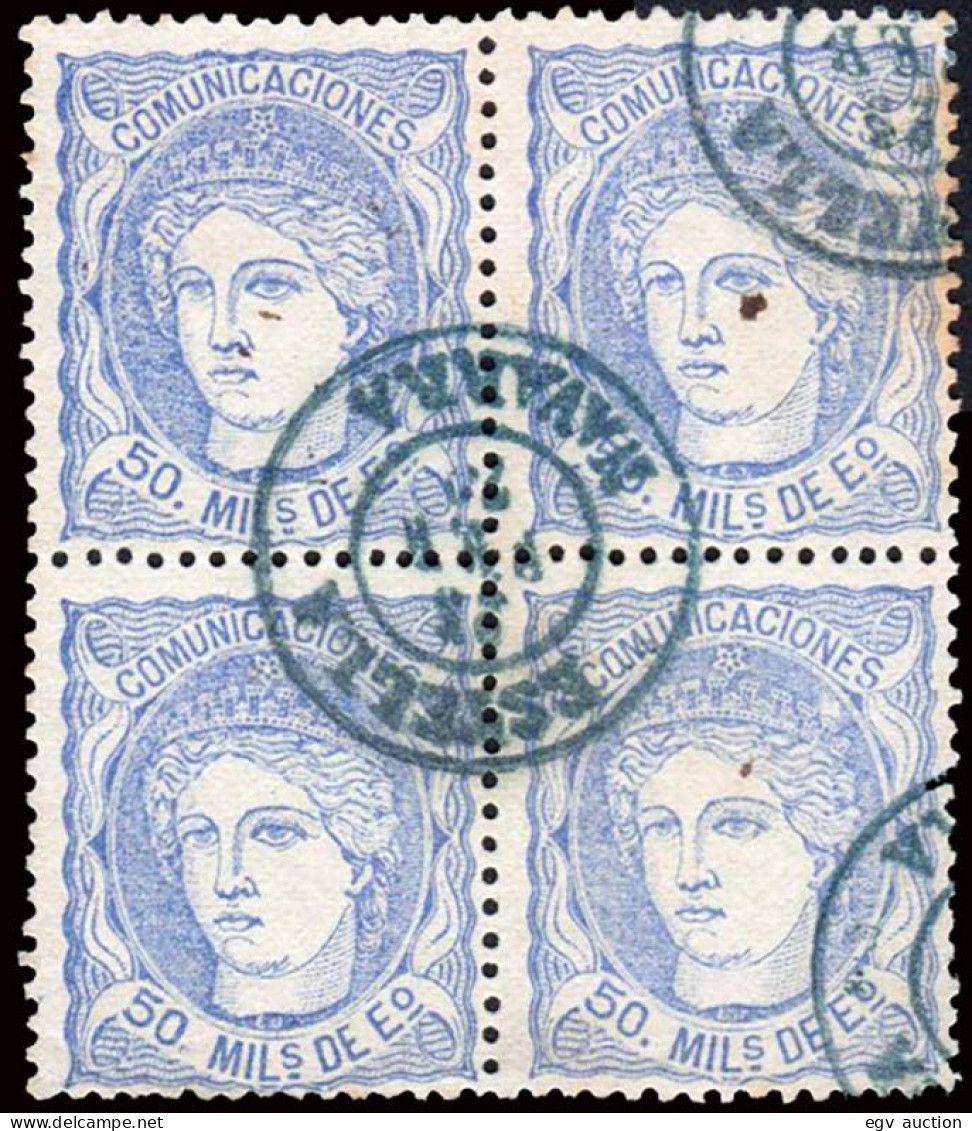 Navarra - Edi O 107 Bl. De 4 - 50 Milm.- Mat Fech. Tp. II Azul "Estella" - Used Stamps