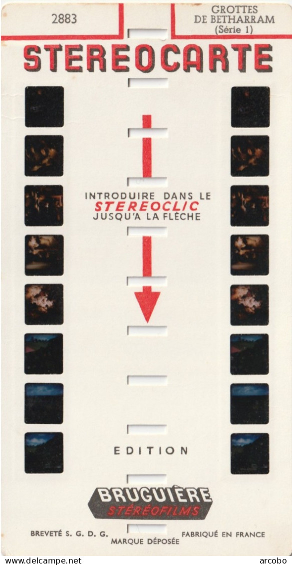 Stereocarte Bruguiere 2883 Et 2884 Les Grottes De Betharram Serie 1 Et 2 - Visionneuses Stéréoscopiques