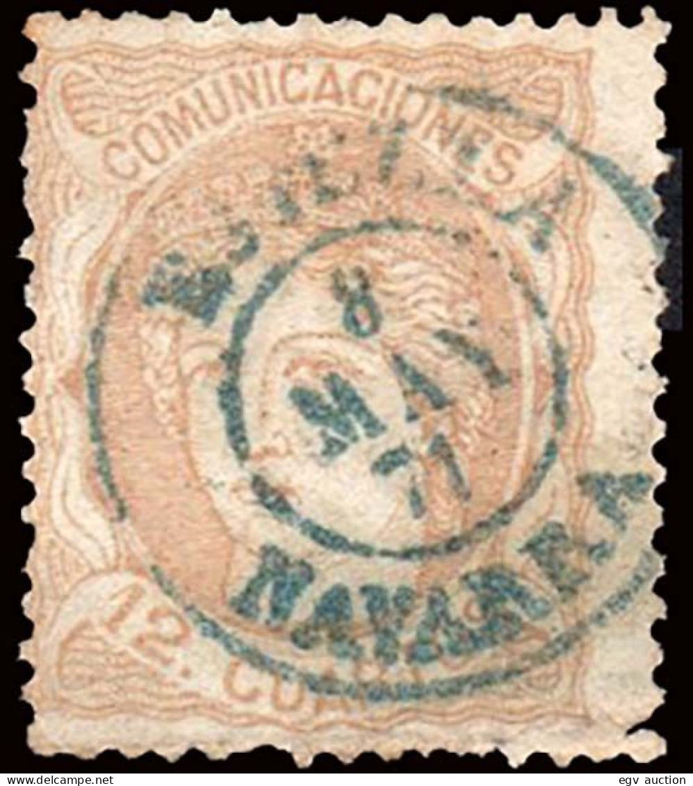 Navarra - Edi O 113 - 12 Cuartos - Mat Fech. Tp. II Azul "Estella" - Oblitérés