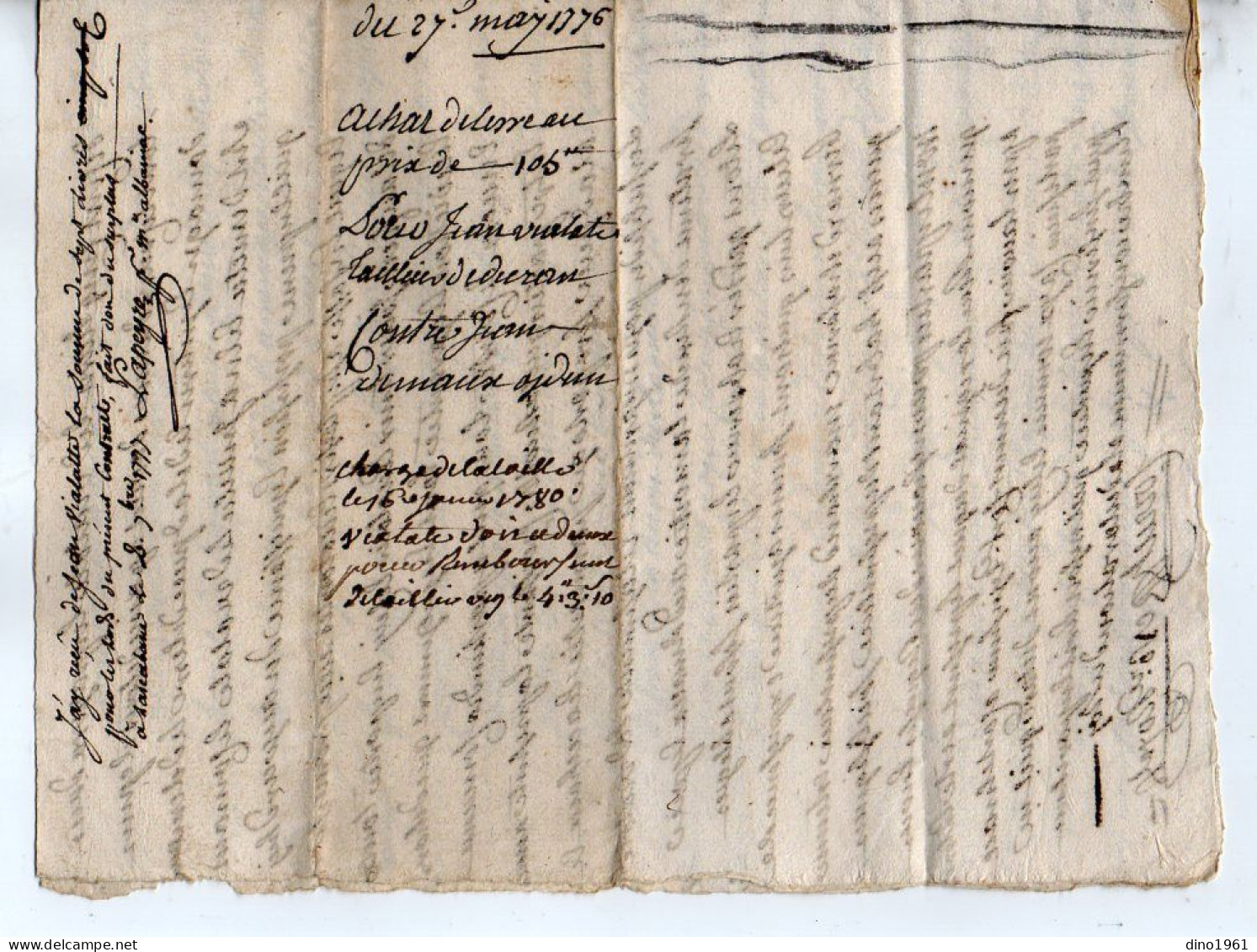 VP22.957 - Cachet De Généralité De MONTAUBAN - Acte De 1776 - Achat De Terre ..... - Cachets Généralité