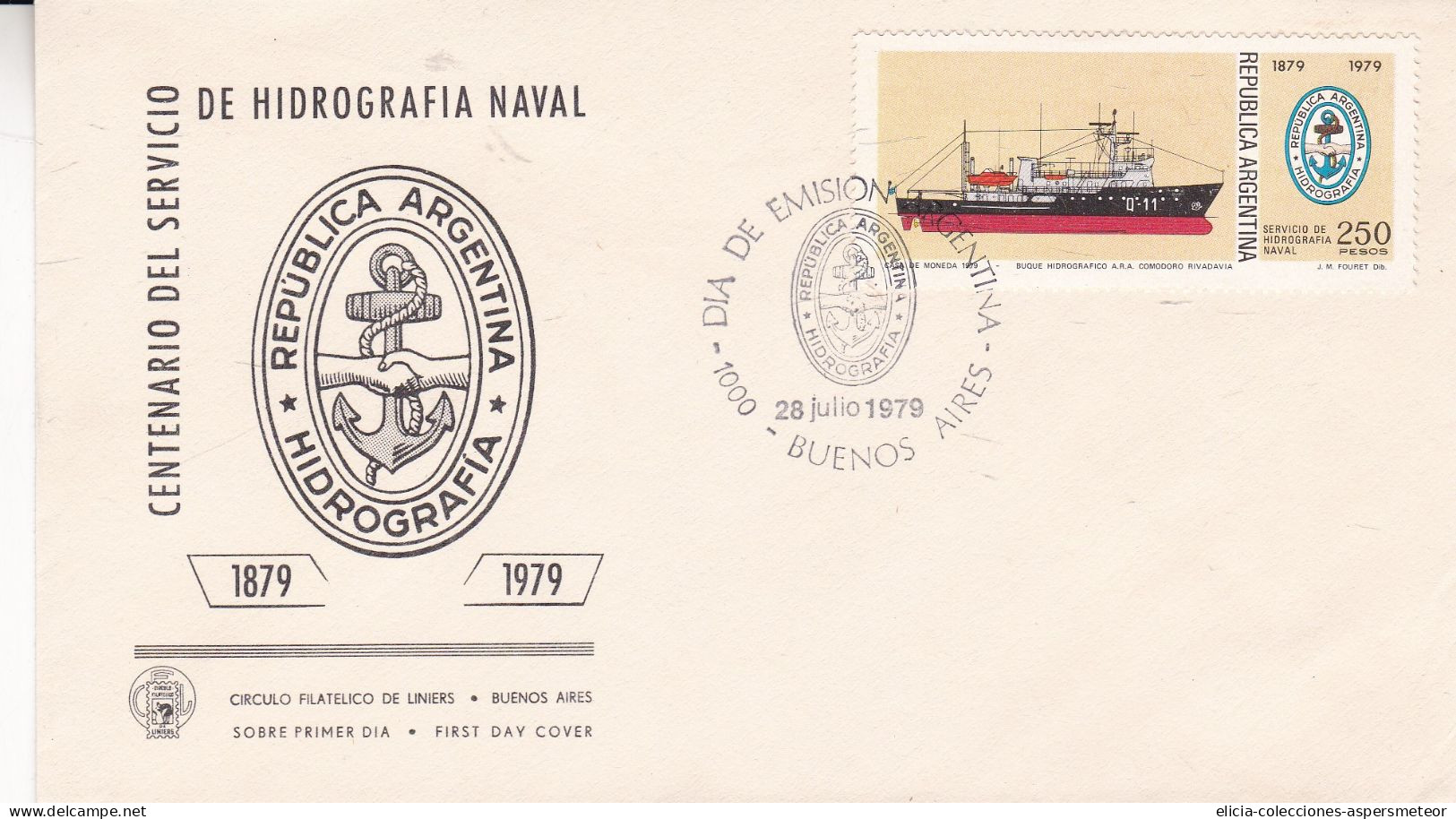 Argentina - 1979 - FDC - Centenary Of The Naval Hydrography Service - Liniers Philatelic Circle - Caja 30 - FDC