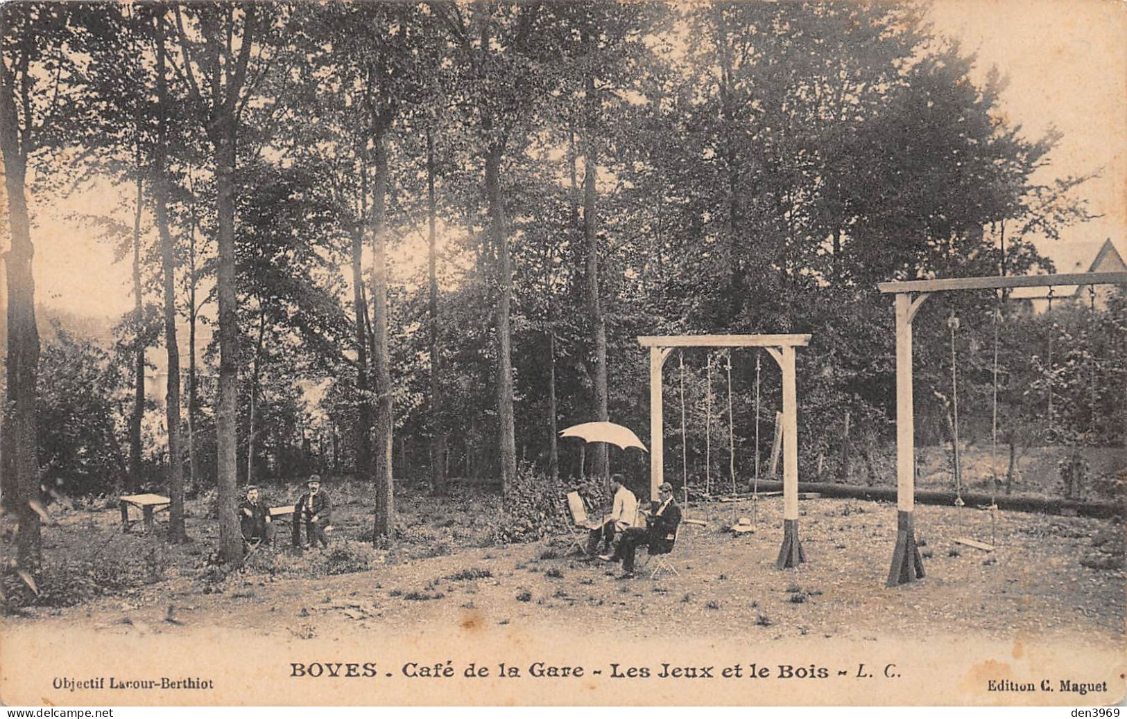 BOVES (Somme) - Café De La Gare - Les Jeux Et Le Bois - Portiques Balançoires - Voyagé 1914 (2 Scans) - Boves