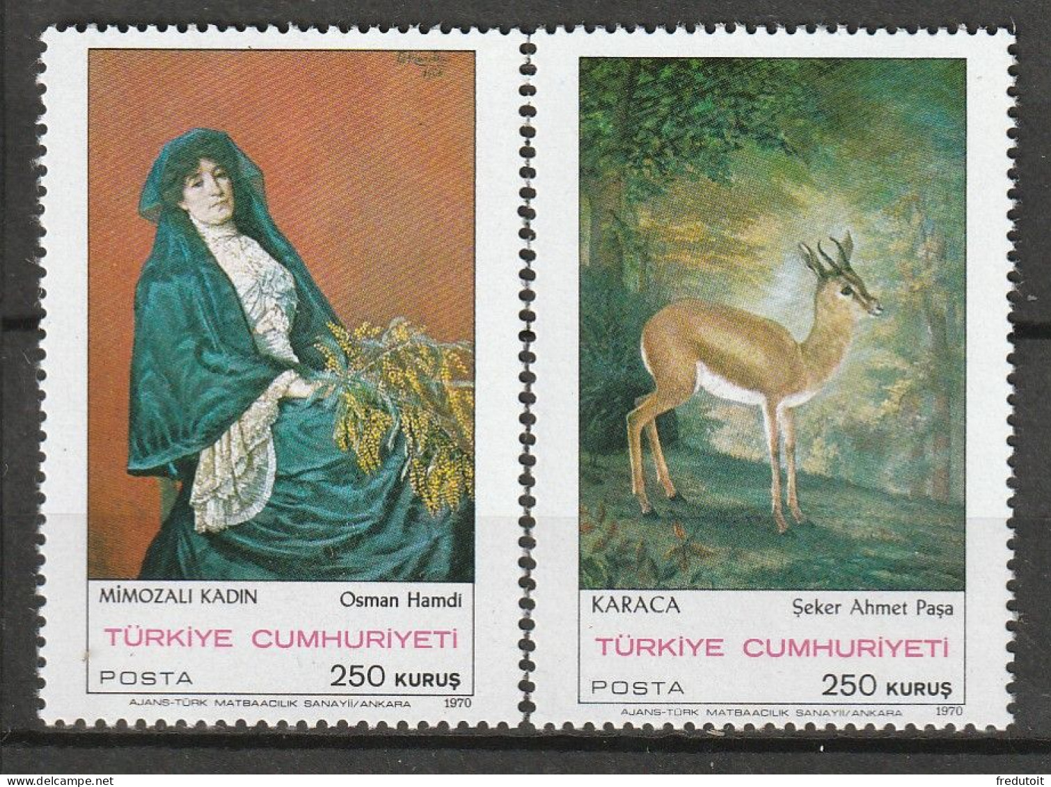 TURQUIE - N°1956/7 ** (1970) Tableaux - Unused Stamps