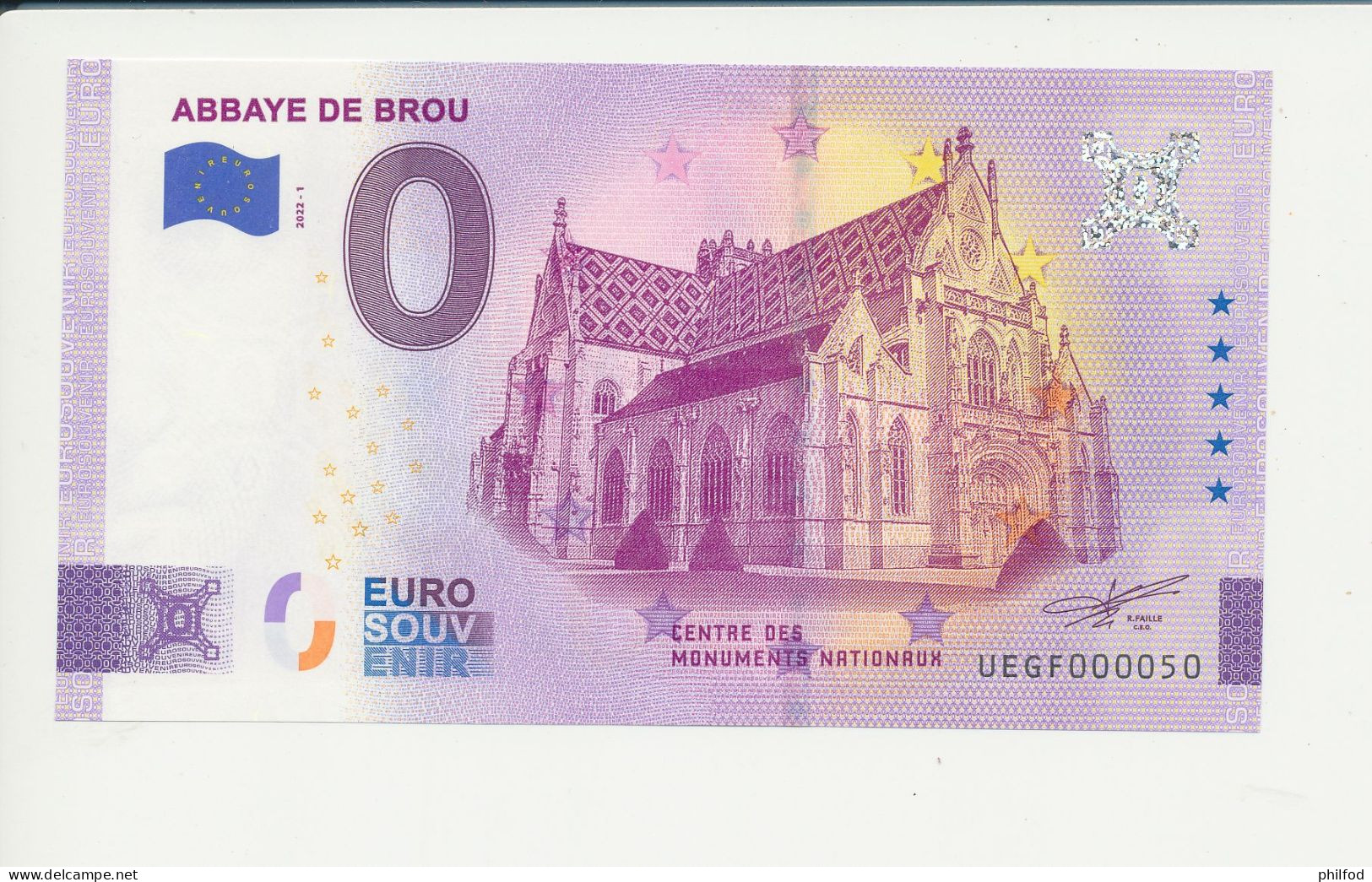 Billet Touristique  0 Euro  - ABBAYE DE BROU - UEGF - 2022-1 -  N° 50 - Other & Unclassified