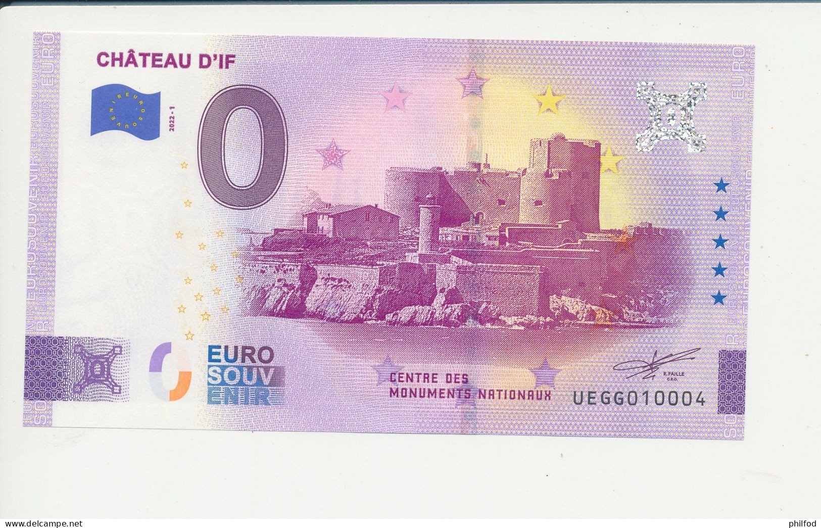 Billet Touristique  0 Euro  - CHÂTEAU D'IF - UEGG - 2022-1 -  N° 10004 - Altri & Non Classificati