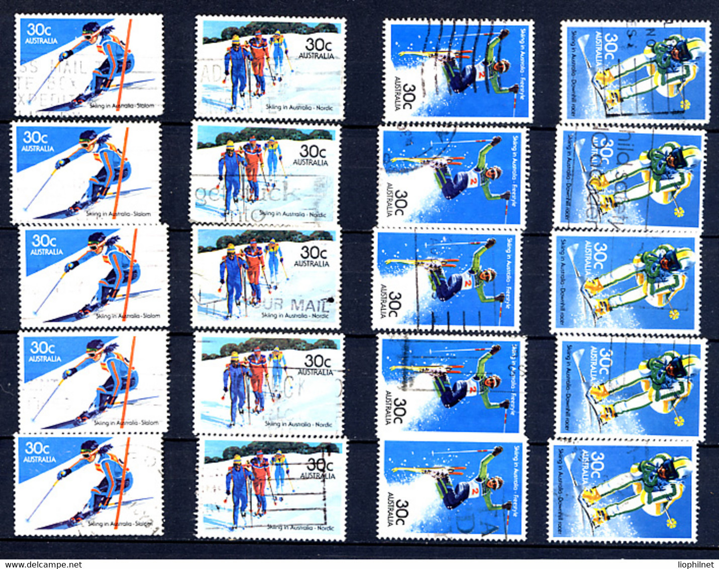 AUSTRALIE AUSTRALIA, 1984, Yv. 861/4, Ski En Australie, 4 Valeurs X 5 Exemplaires, Oblitérés / Used. R109 - Oblitérés
