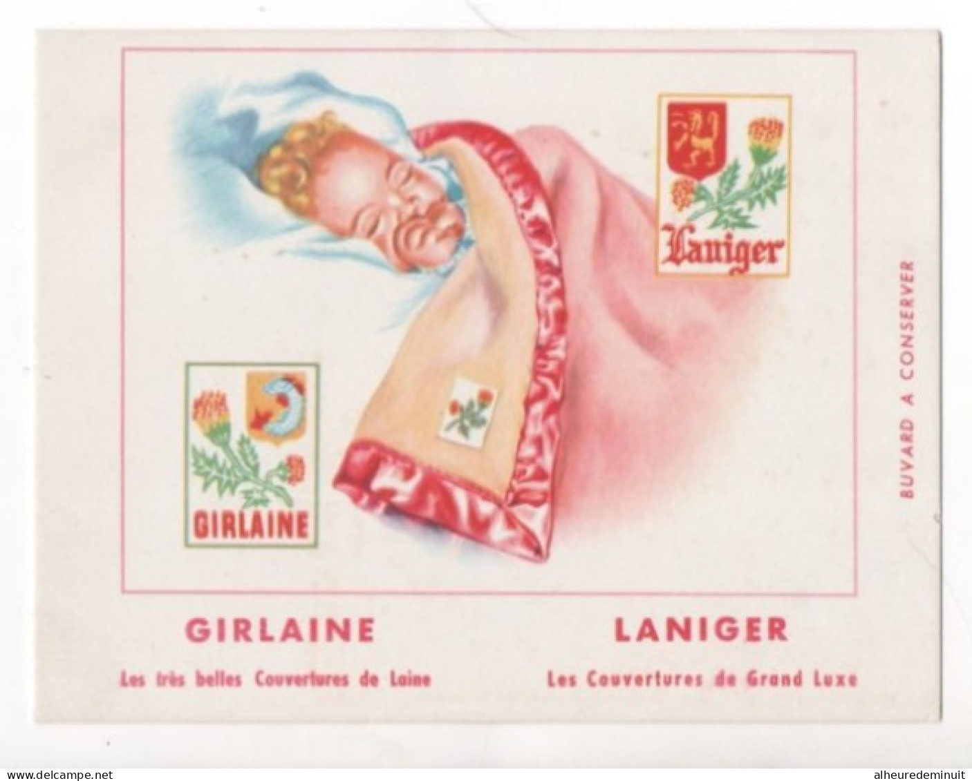 BUVARD"GIRLAINE LANIGER"enfant Bébé Enveloppé Dans Couverture De Laine "blason Dragon Et Chardon" - Kleidung & Textil