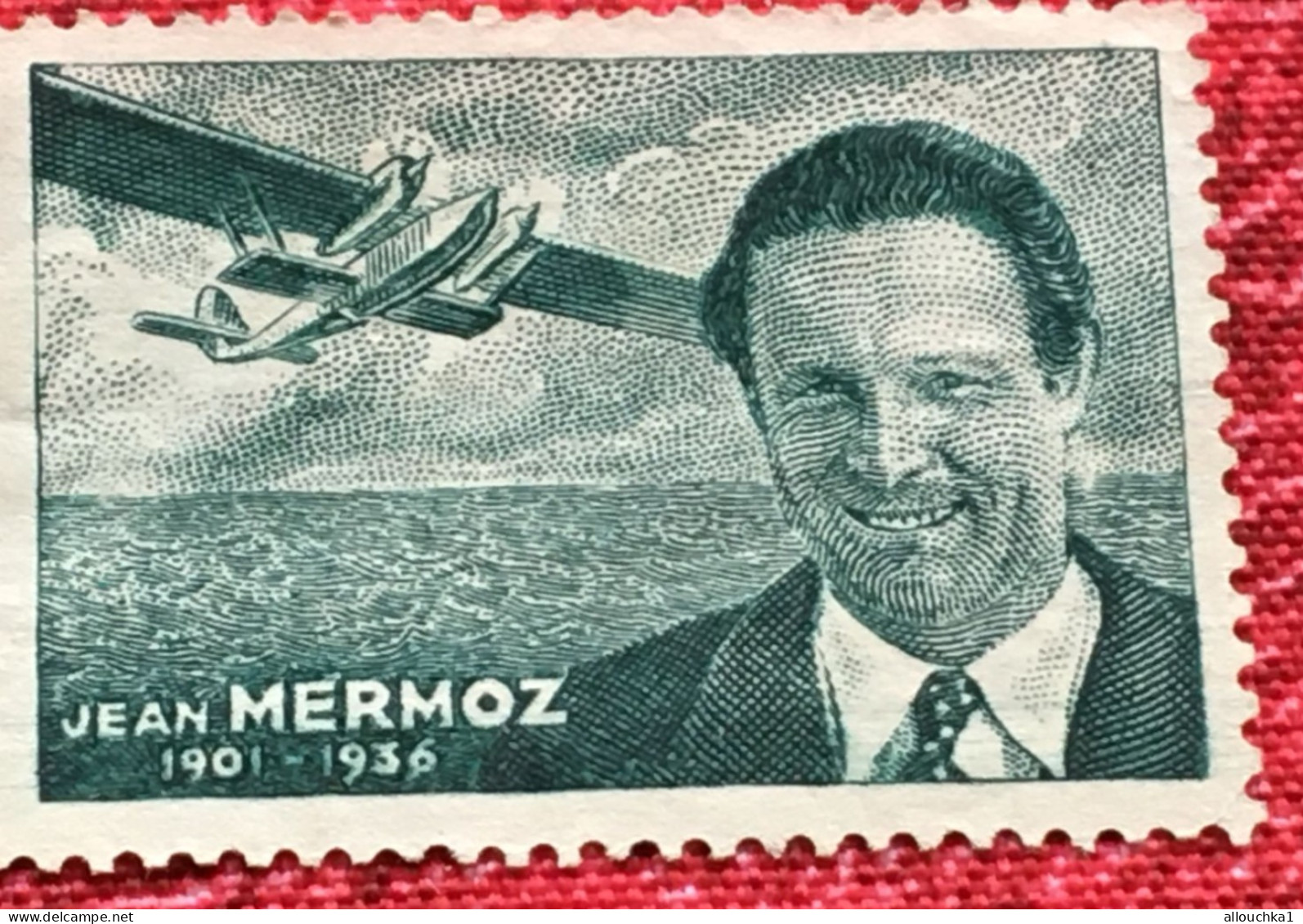 1936 Rare-Jean Mermoz-Aviation Aviateur-aérienne--Timbre Vignette Militaria-Erinnophilie-[E]Stamp-Sticker-Viñeta-Bollo - Luftfahrt