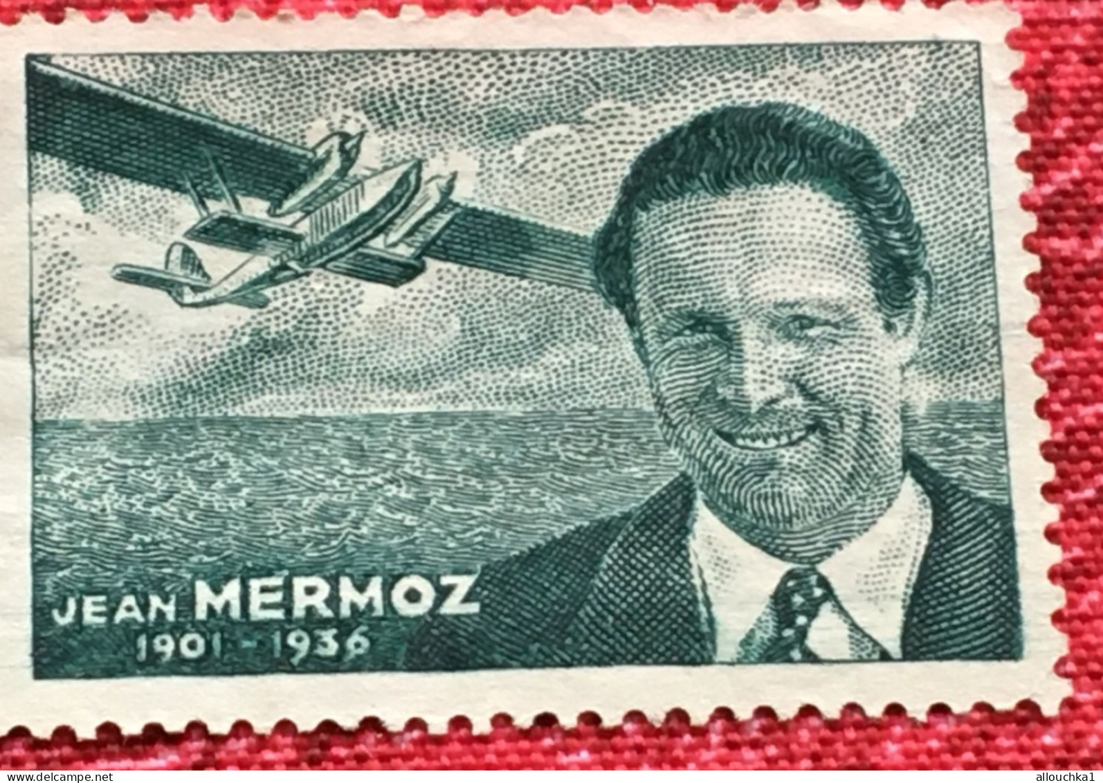 1936 Rare-Jean Mermoz-Aviation Aviateur-aérienne--Timbre Vignette Militaria-Erinnophilie-[E]Stamp-Sticker-Viñeta-Bollo - Aviation