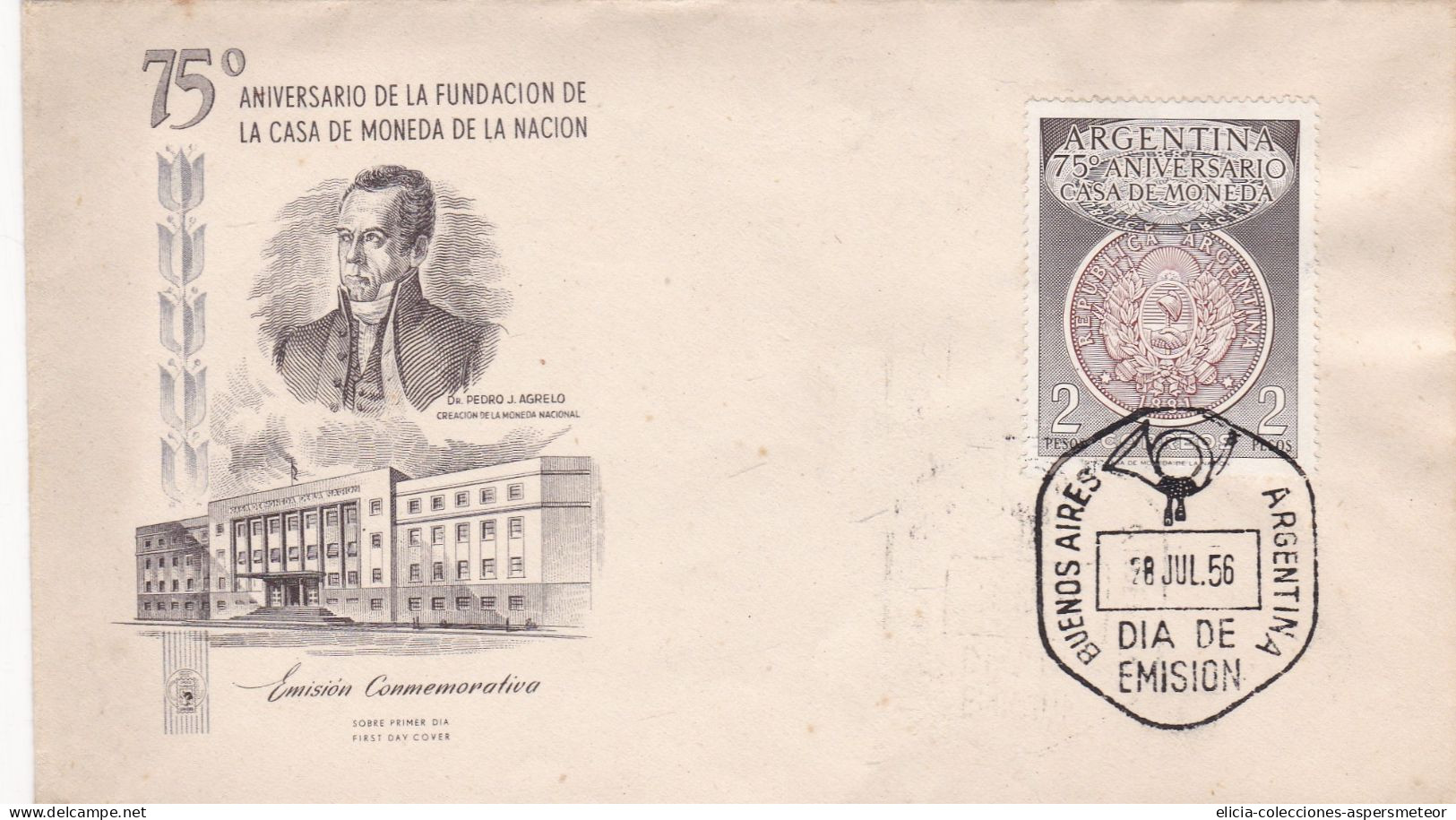 Argentina - 1956 - FDC - 75 Aniversary - Fundation Of Casa De La Moneda -  Caja 30 - FDC