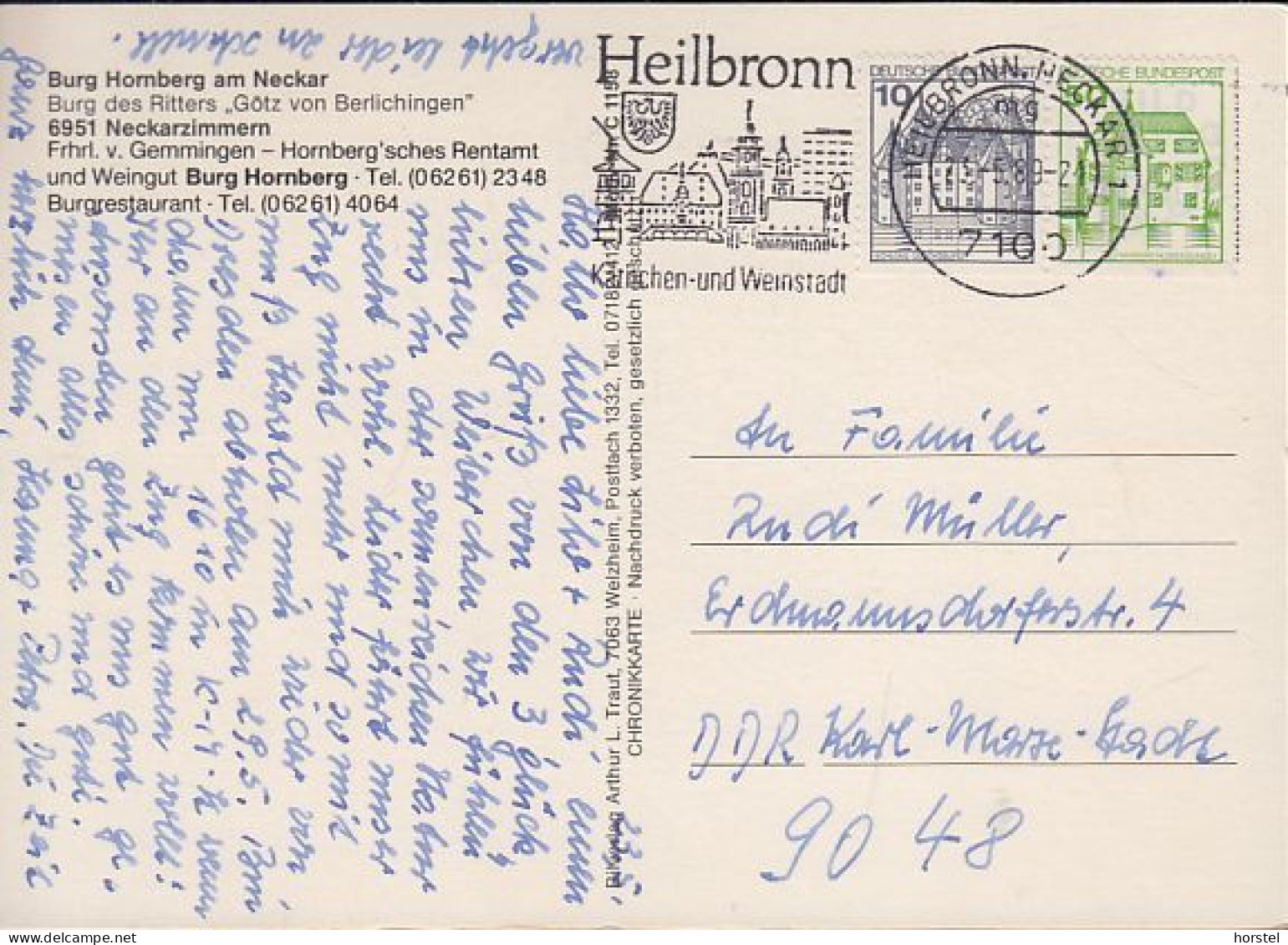 D-74865 Neckarzimmern - Burg Hornberg - Chronik - "Götz Von Berlichingen"  - 2x Nice Stamps - Mosbach
