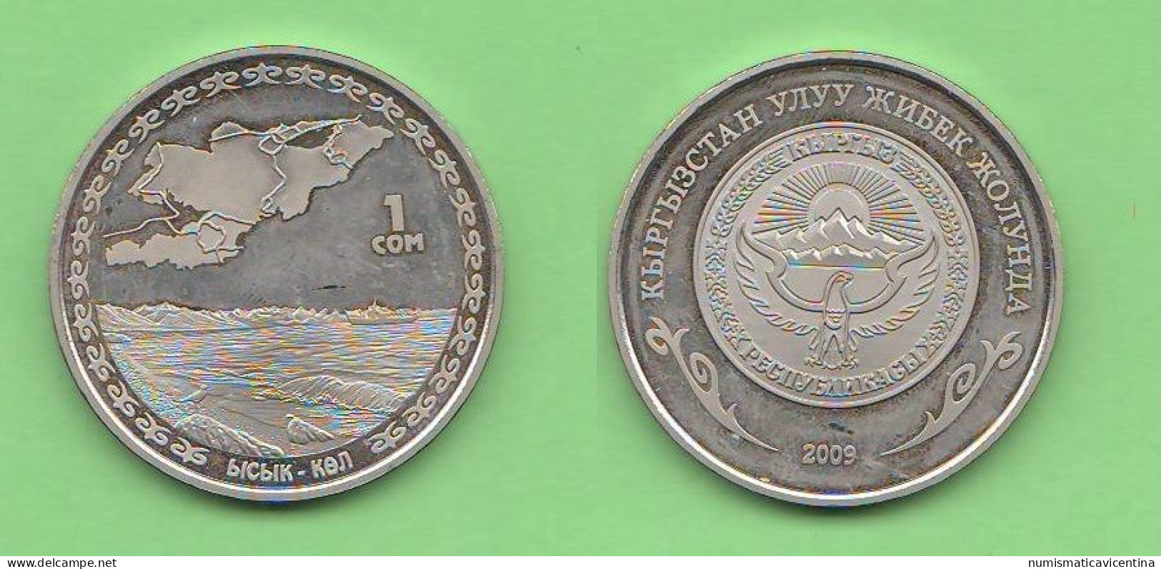 Kirghizistan 1 Som 2009 Montain Sulaymān Nickel Coin 1 СОМ СУЛАЙМАН - ТОО   ∇ 20 - Kirguistán