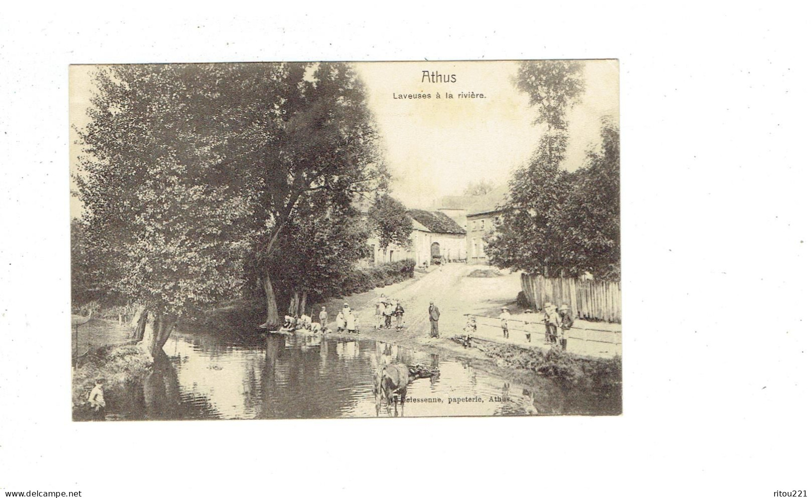 Cpa - Belgique - ATHUS - Laveuses à La Rivière - Animation Vache Arbre - Aubange