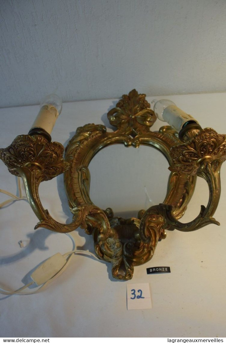 C32 Authentique Applique Murale Avec Miroir Louis XVI Fin XIX - Luminaires & Lustres