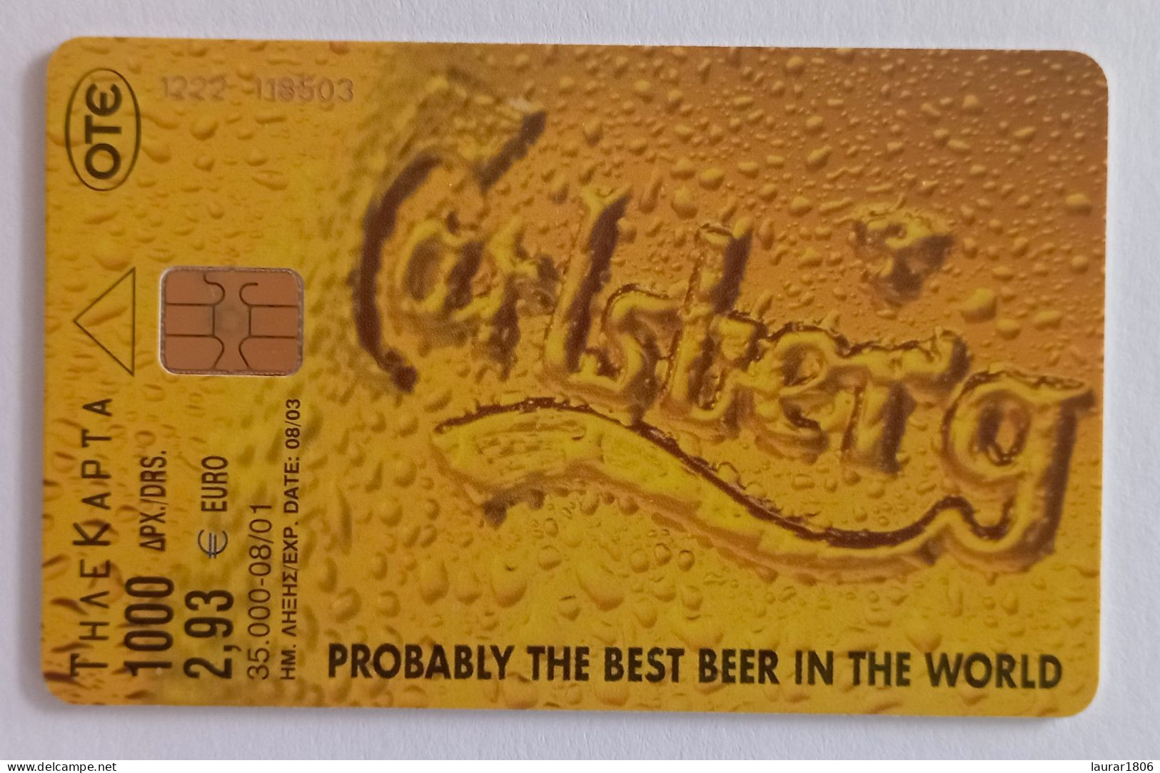 TELECARTE PHONECARD GRÈCE - OTE - CARLSBERG - 2,93 € - 2001 - EC - Grecia