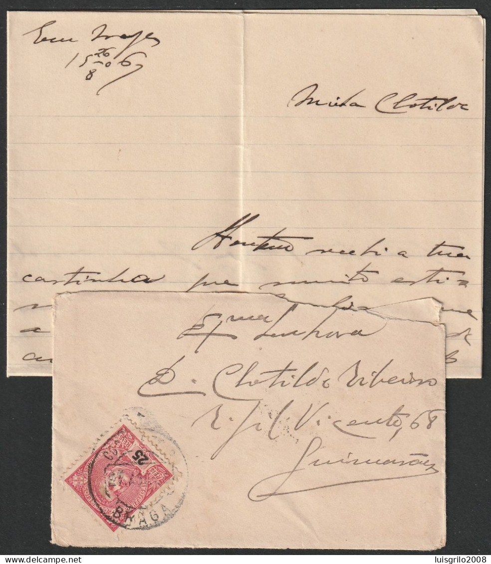 Cover + Letter - Braga To Guimarães -|- Postmark - Braga. 1906 - Storia Postale