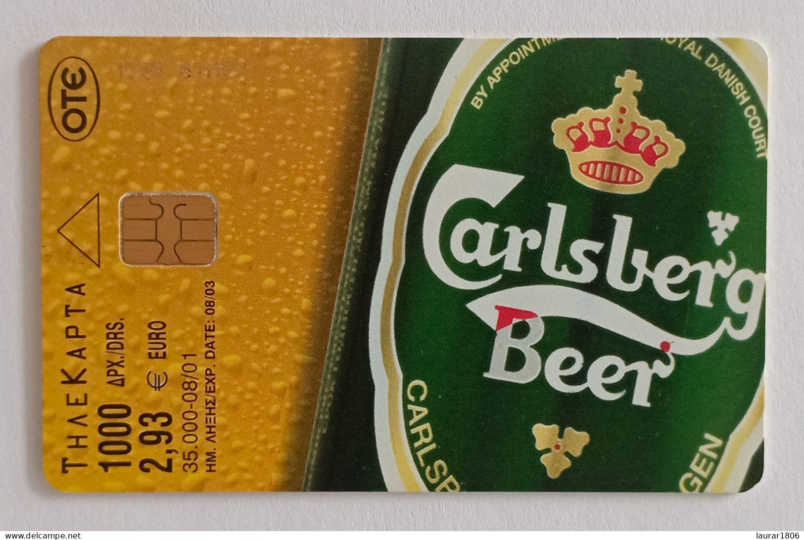 TELECARTE PHONECARD GRÈCE - OTE - CARLSBERG - 2,93 € - 2001 - EC - Griechenland