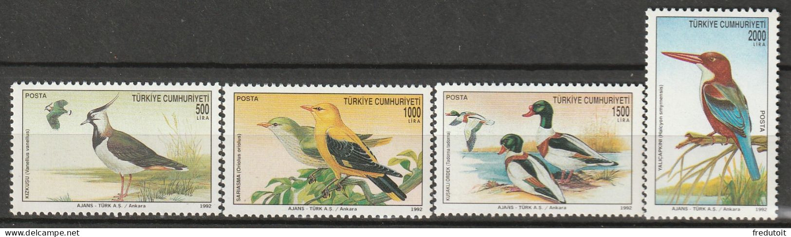 TURQUIE - N°2702/5 ** (1992) Oiseaux - Unused Stamps