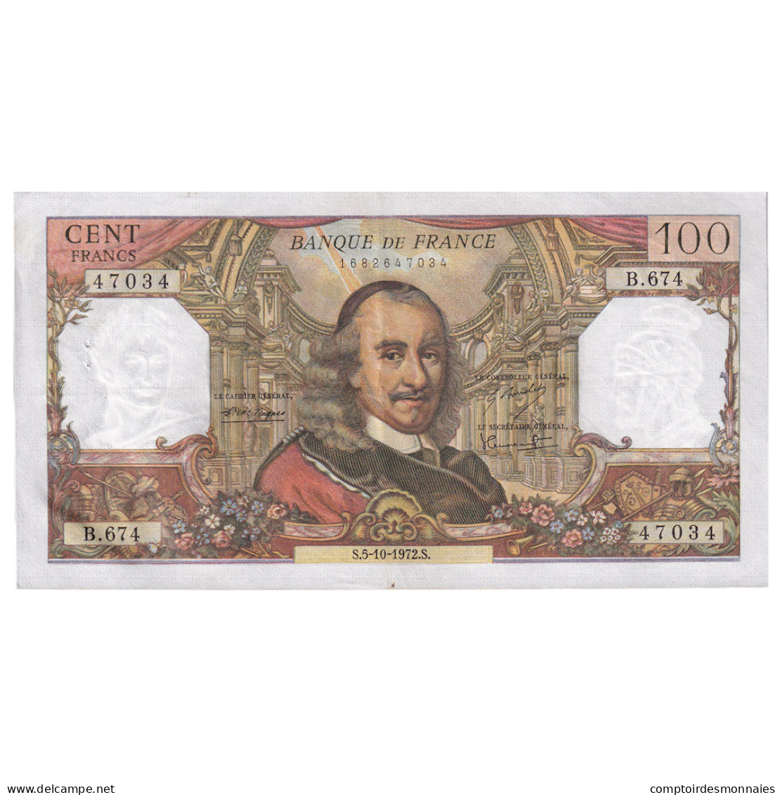 France, 100 Francs, Corneille, 1972, B.674, TTB+, Fayette:65.40, KM:149d - 100 F 1964-1979 ''Corneille''