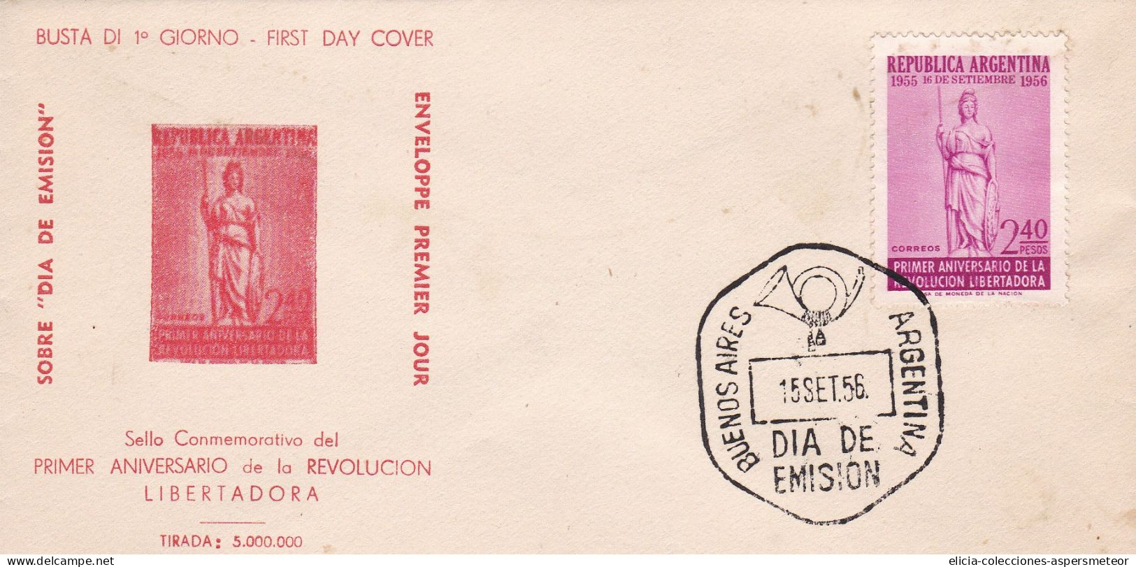 Argentina - 1956 - FDC - 1st Aniversary Of Liberty Revolution  -  Caja 30 - FDC