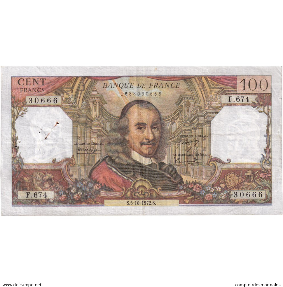 France, 100 Francs, Corneille, 1972, F.674, TTB, Fayette:65.40, KM:149d - 100 F 1964-1979 ''Corneille''