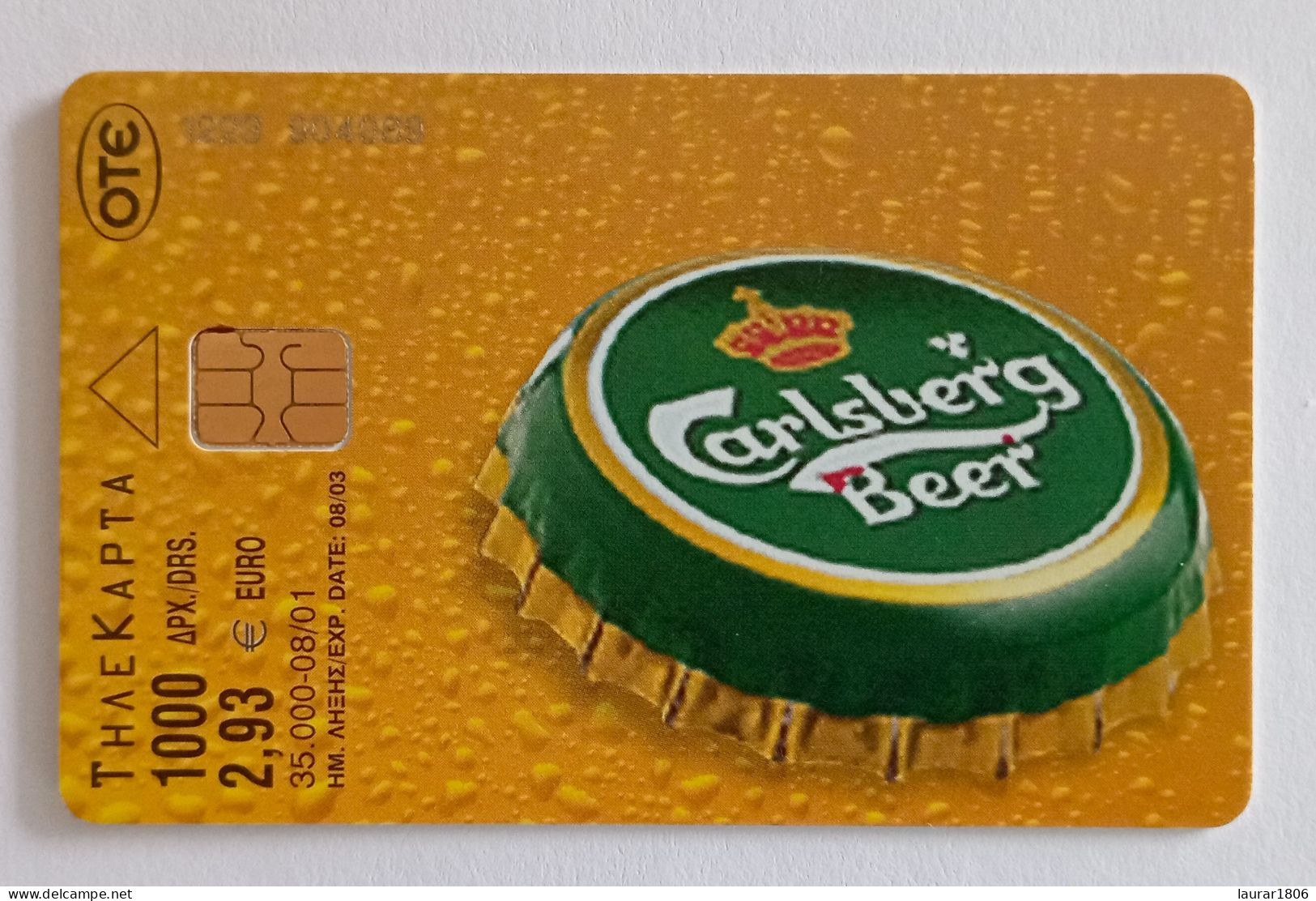 TELECARTE PHONECARD GRÈCE - OTE - CARLSBERG - 2,93 € - 2001 - EC - Griechenland