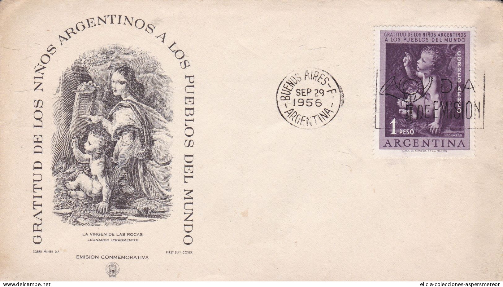 Argentina - 1956 - FDC - Gratitud Of The Argentinian Childs - Santa Fe Philatelic Circle  -  Caja 30 - FDC