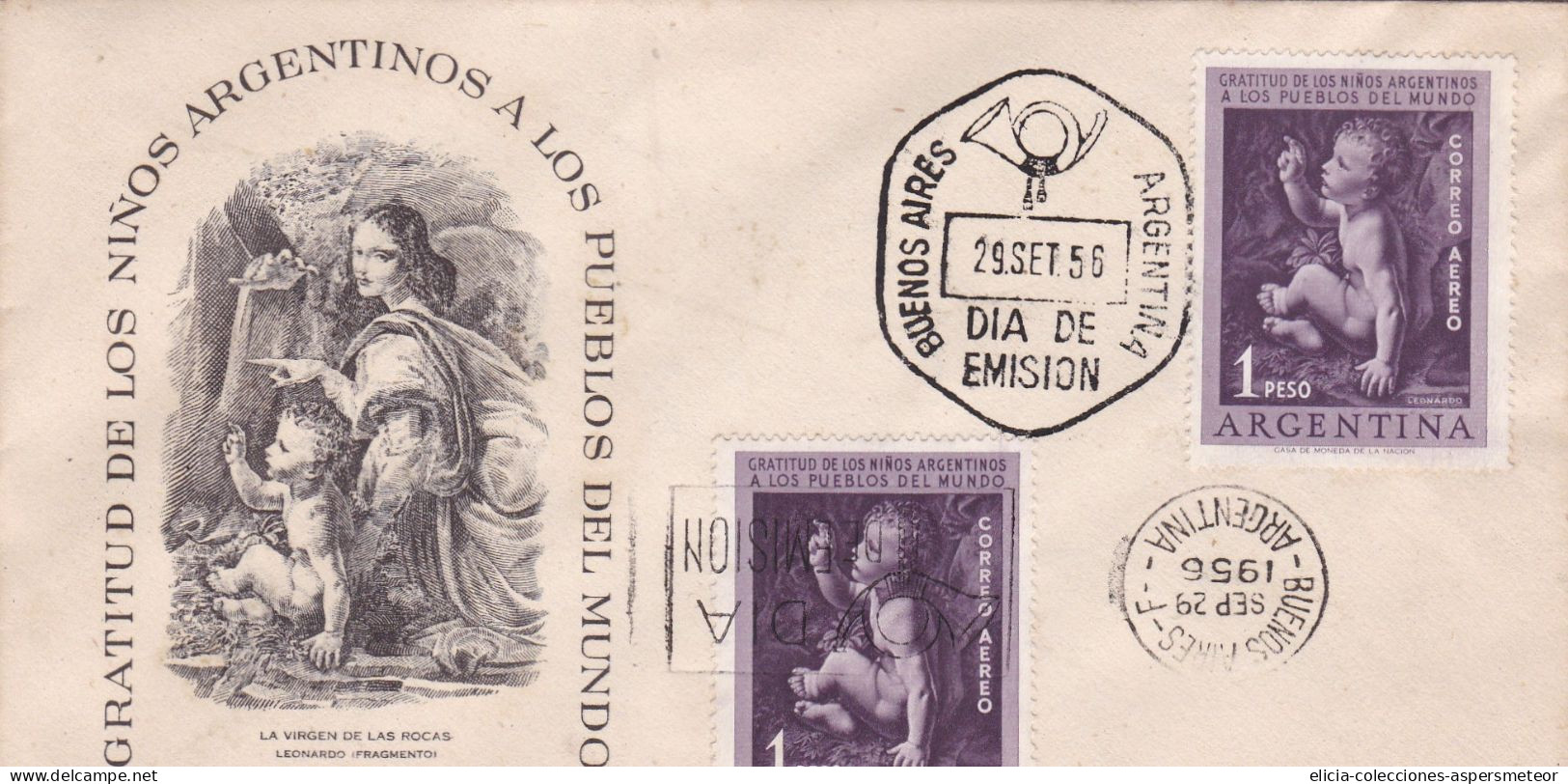 Argentina - 1956 - FDC - Gratitud Of The Argentinian Childs - Santa Fe Philatelic Circle  -  Caja 30 - FDC