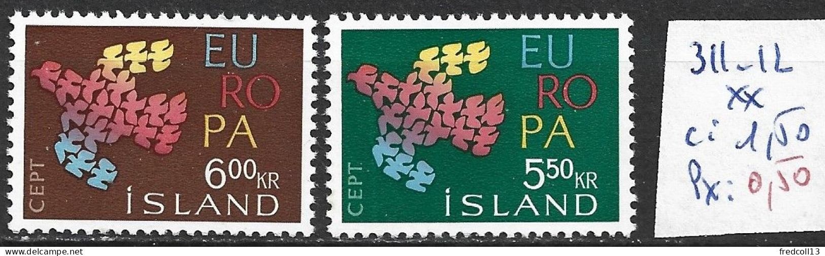 ISLANDE 311-12 ** Côte 1.50 € - Ongebruikt