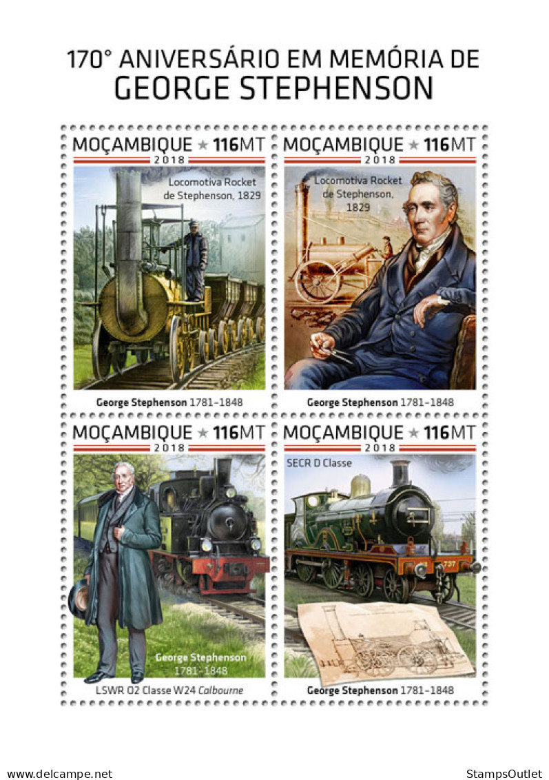 MOZAMBIQUE 2018 MNH  George Stephenson  Michel Code: 9926-9929. Yvert&Tellier Code: 8130-8133 - Mozambique