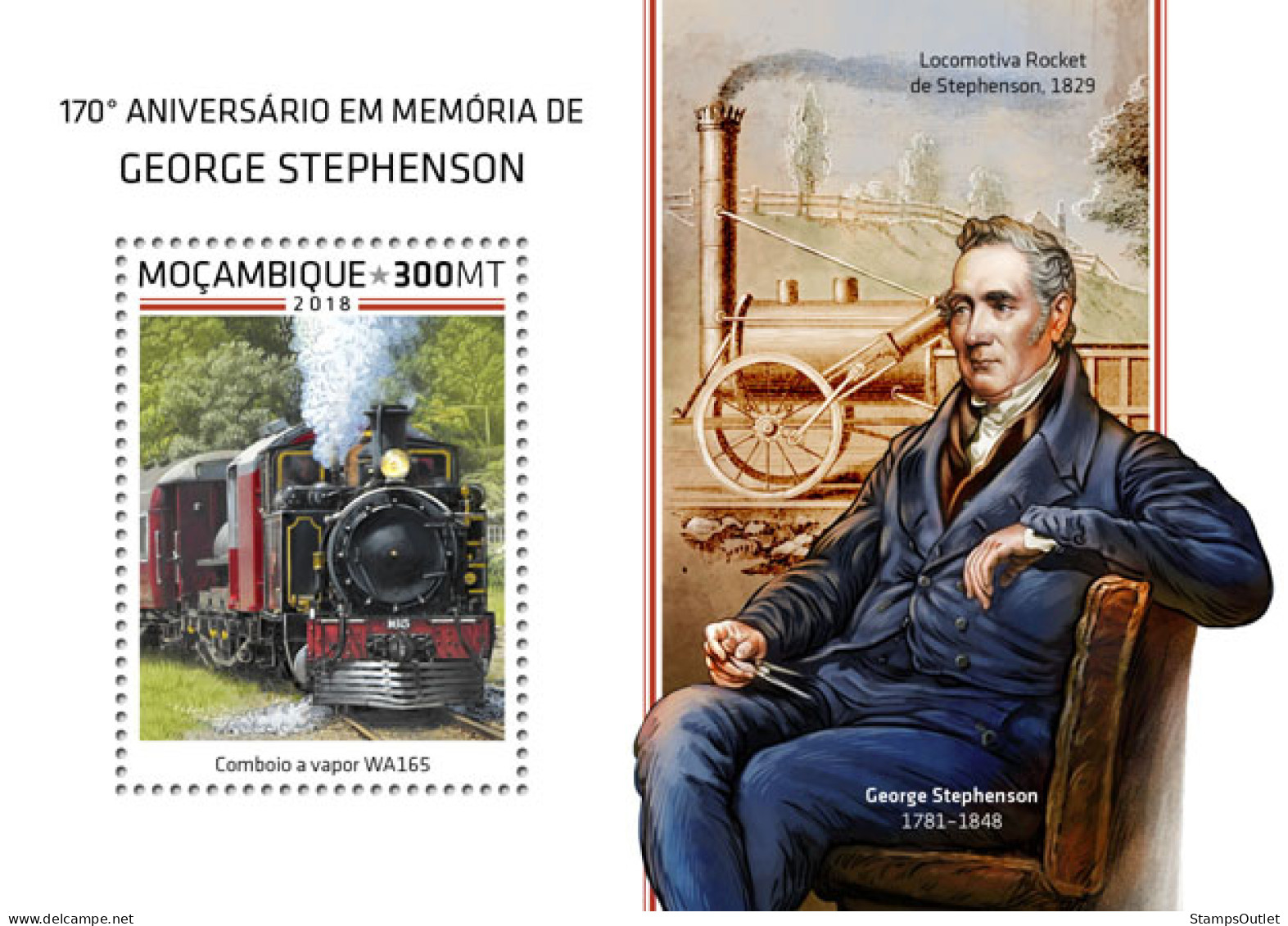 MOZAMBIQUE 2018 MNH  George Stephenson  Michel Code: 9930 / Bl.1426. Yvert&Tellier Code: 1359 - Mozambique