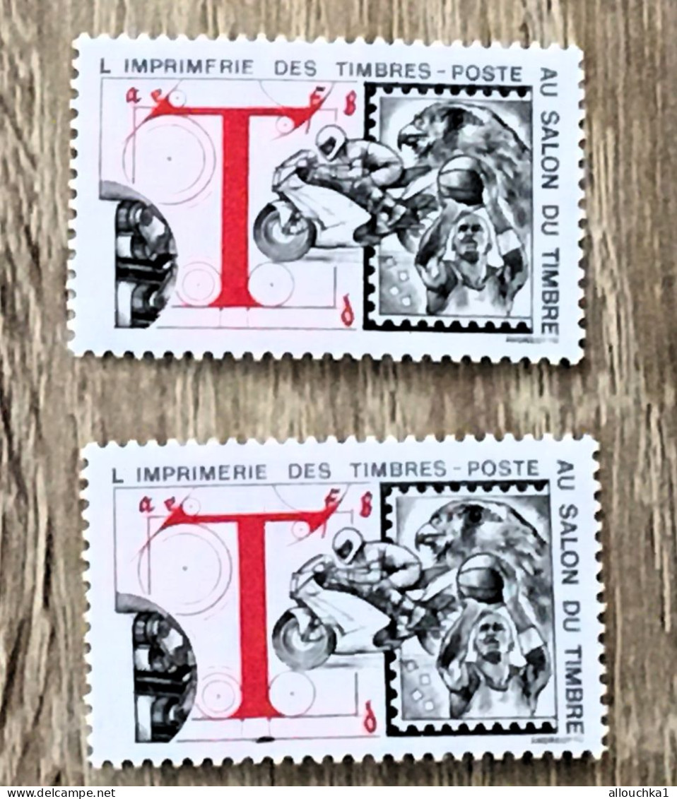 Imprimerie Timbres Poste Au Salon Du Timbre-2 Timbres Vignette**Expo-Philatélique-Erinnophilie-[E]Stamp-Sticker-Viñeta - Philatelic Fairs