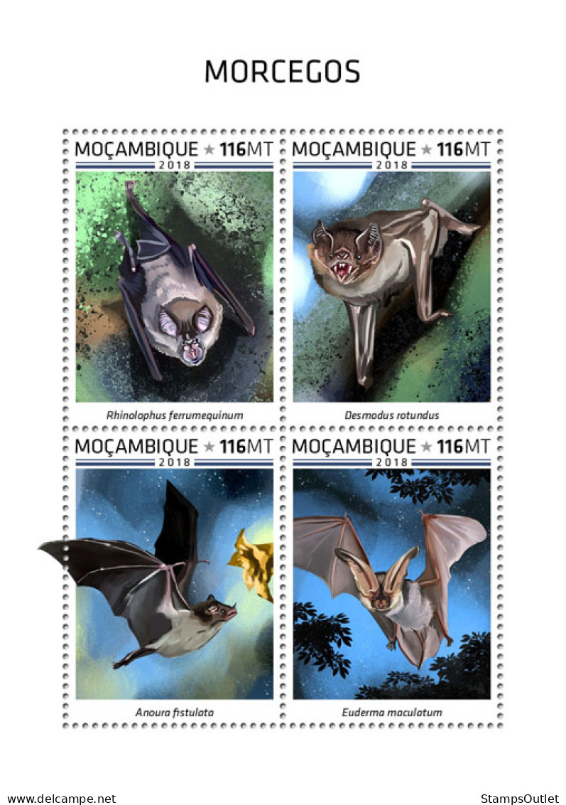 MOZAMBIQUE 2018 MNH  Bats  Michel Code: 9871-9874. Yvert&Tellier Code: 8146-8149 - Mozambique