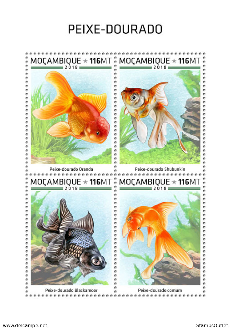 MOZAMBIQUE 2018 MNH  Goldfish  Michel Code: 9851-9854. Yvert&Tellier Code: 8150-8153 - Mozambique