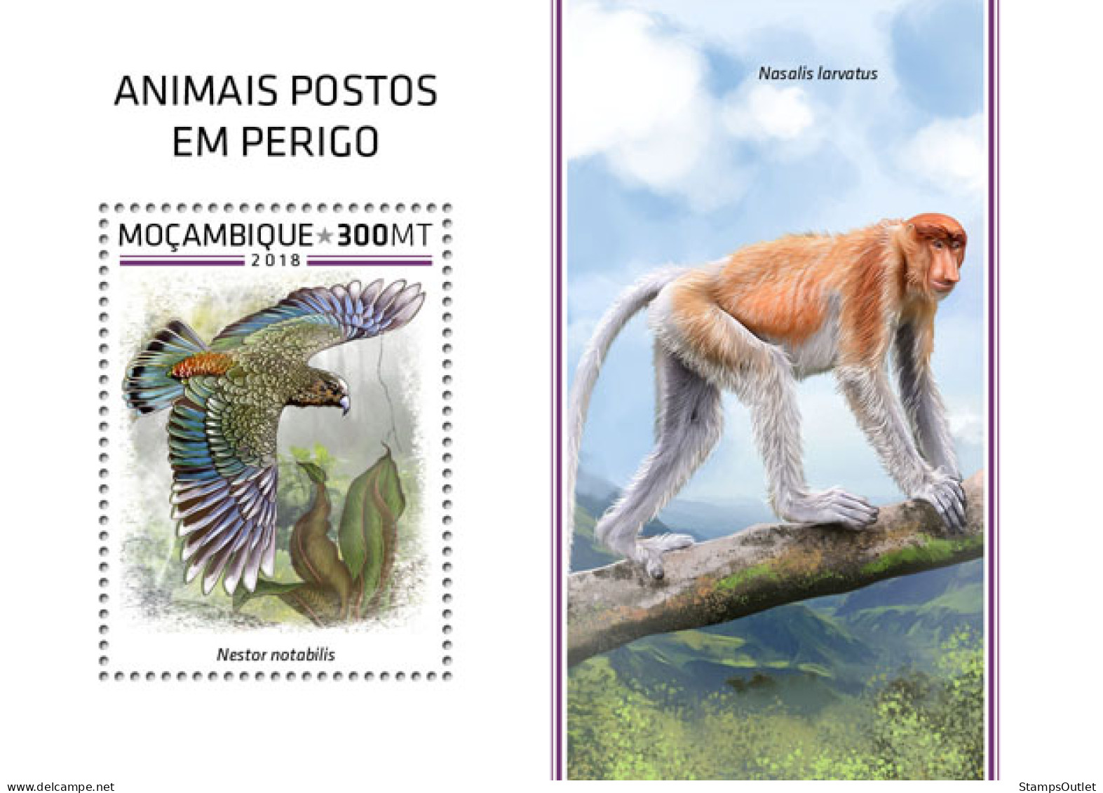 MOZAMBIQUE 2018 MNH  Endangered Species  Michel Code:  9900 / Bl.1420. Yvert&Tellier Code: 1361 - Mozambique