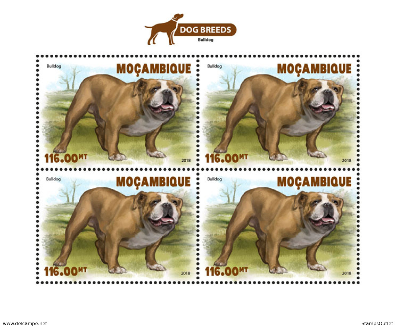 MOZAMBIQUE 2018 MNH  Dogs  Michel Code: 9789. Yvert&Tellier Code: 8154 - Mozambique