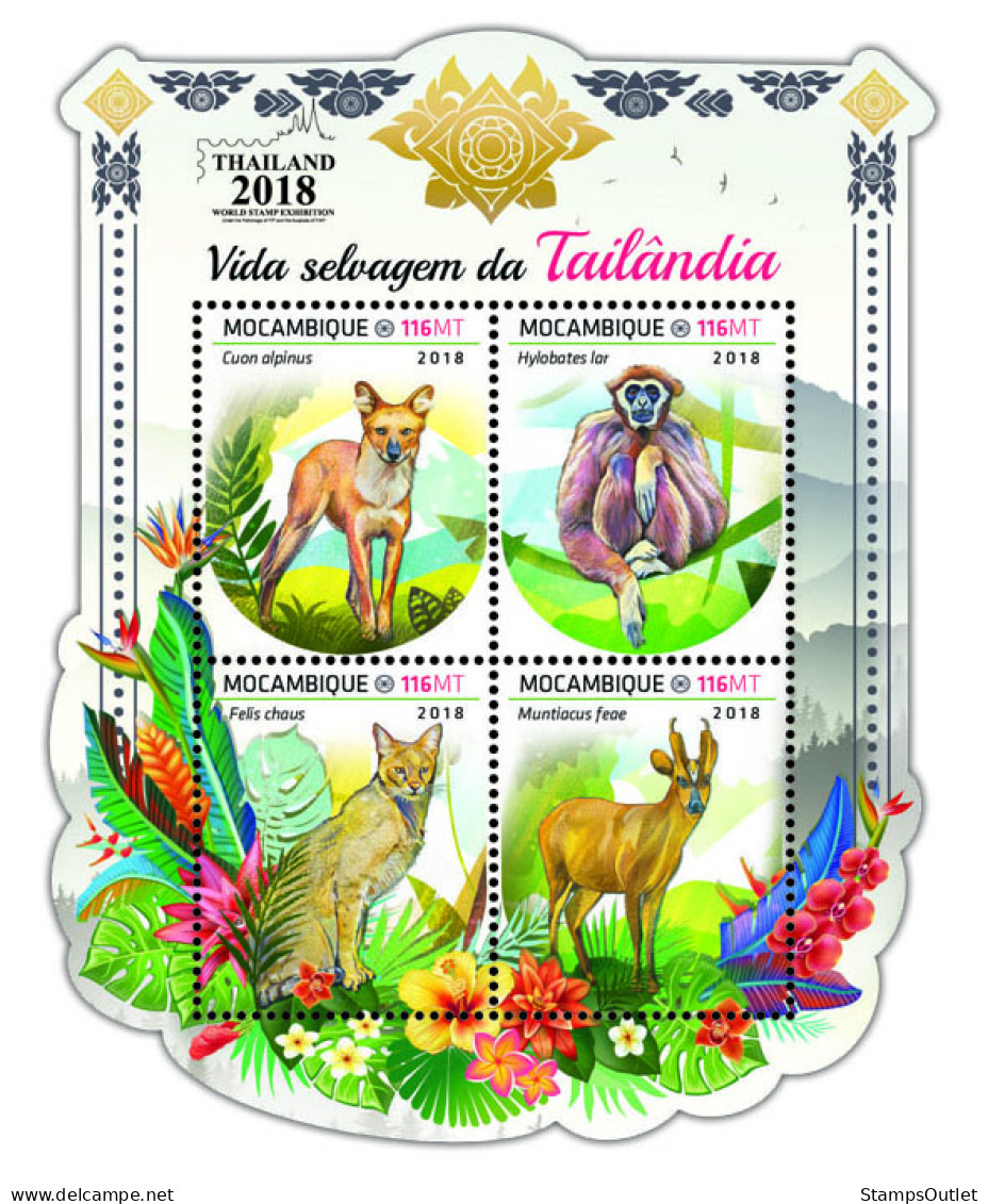 MOZAMBIQUE 2018 MNH  Wildlife Of Thailand  Michel Code: 9791-9794. Yvert&Tellier Code: 8155-8158 - Mozambique