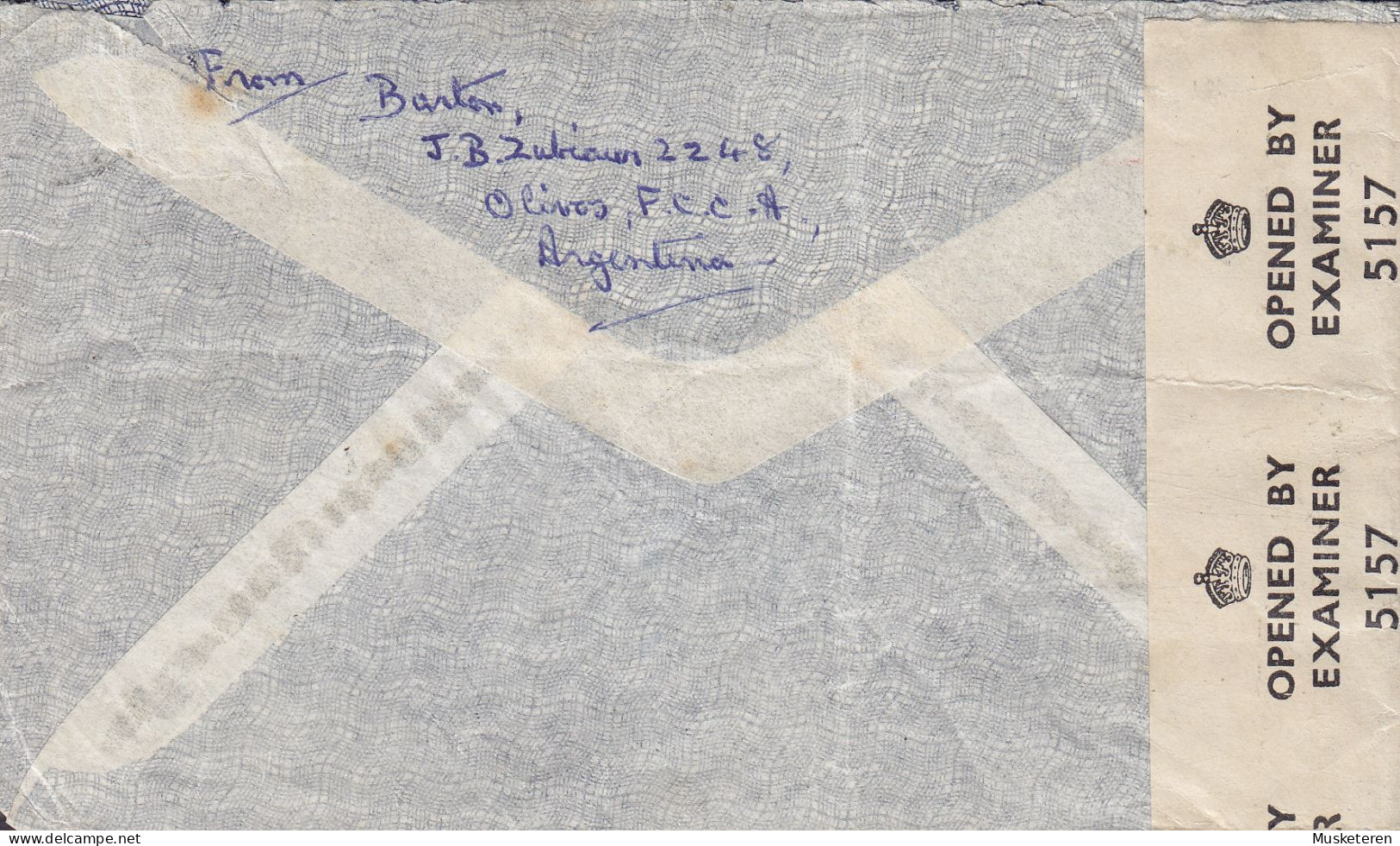 Argentina Registered Certificada Label BUENOS AIRES 1944 Cover Letra FARNHAM England OPENED BY EXAMINER P.C.90. Censor - Storia Postale