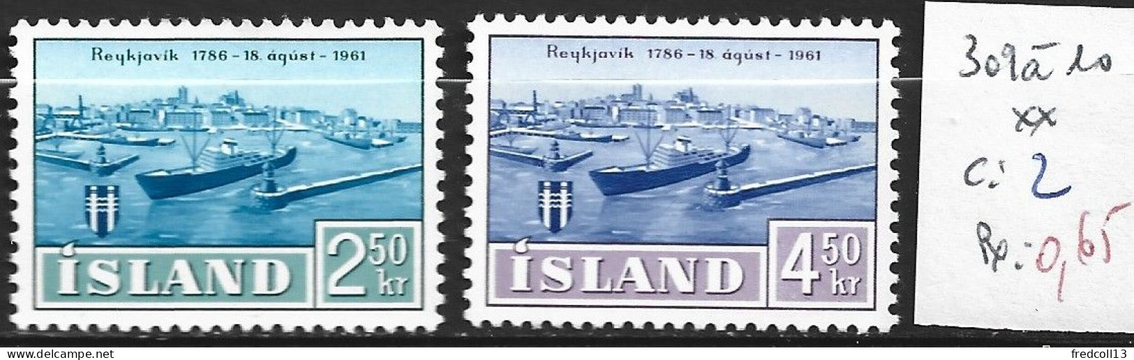 ISLANDE 309-10 ** Côte 2 € - Nuovi