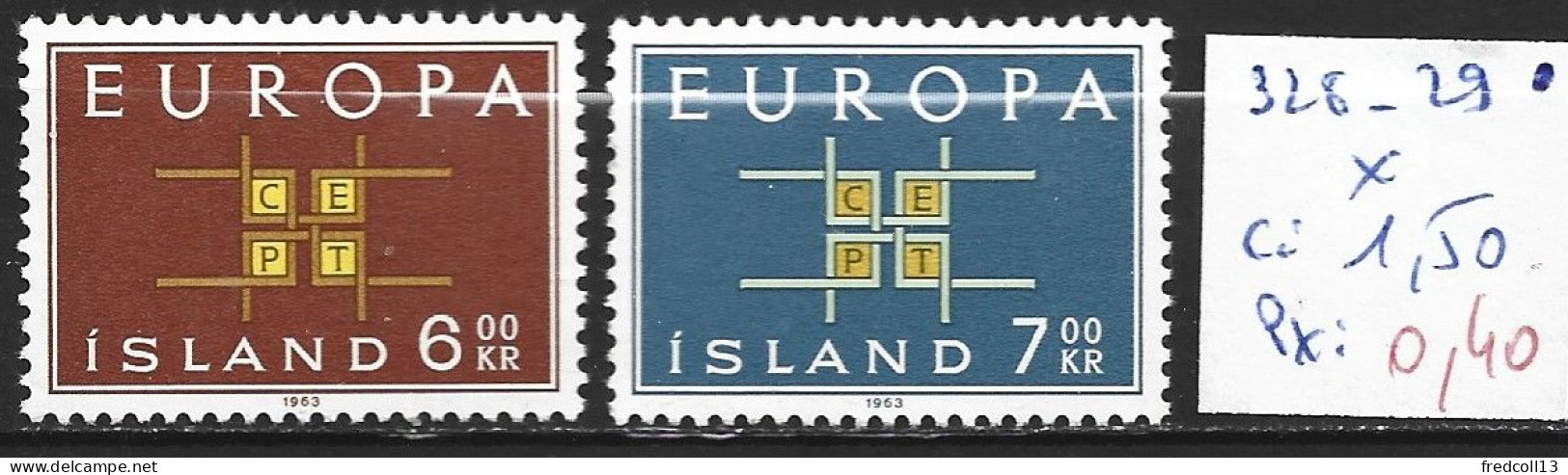 ISLANDE 328-29 * Côte 1.50 € - Nuovi