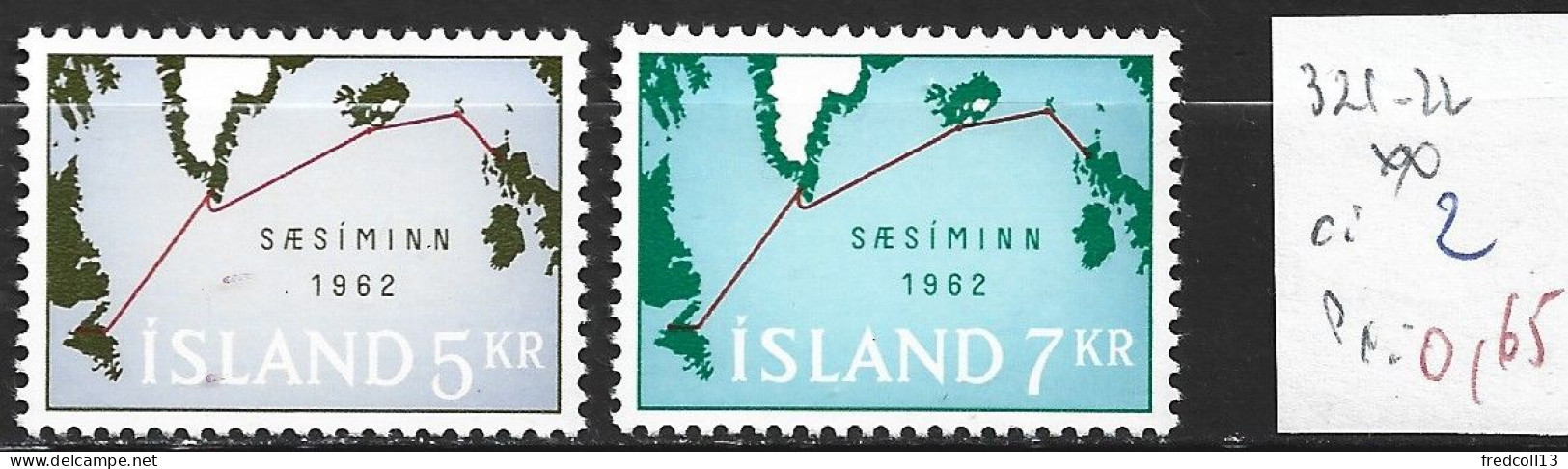 ISLANDE 321-22 ** Côte 2 € - Unused Stamps