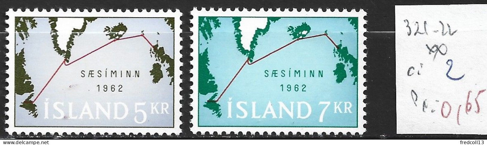 ISLANDE 321-22 ** Côte 2 € - Neufs