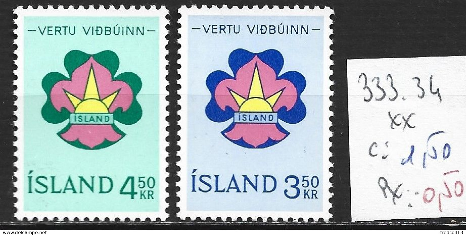 ISLANDE 333-34 ** Côte 1.50 € - Ongebruikt