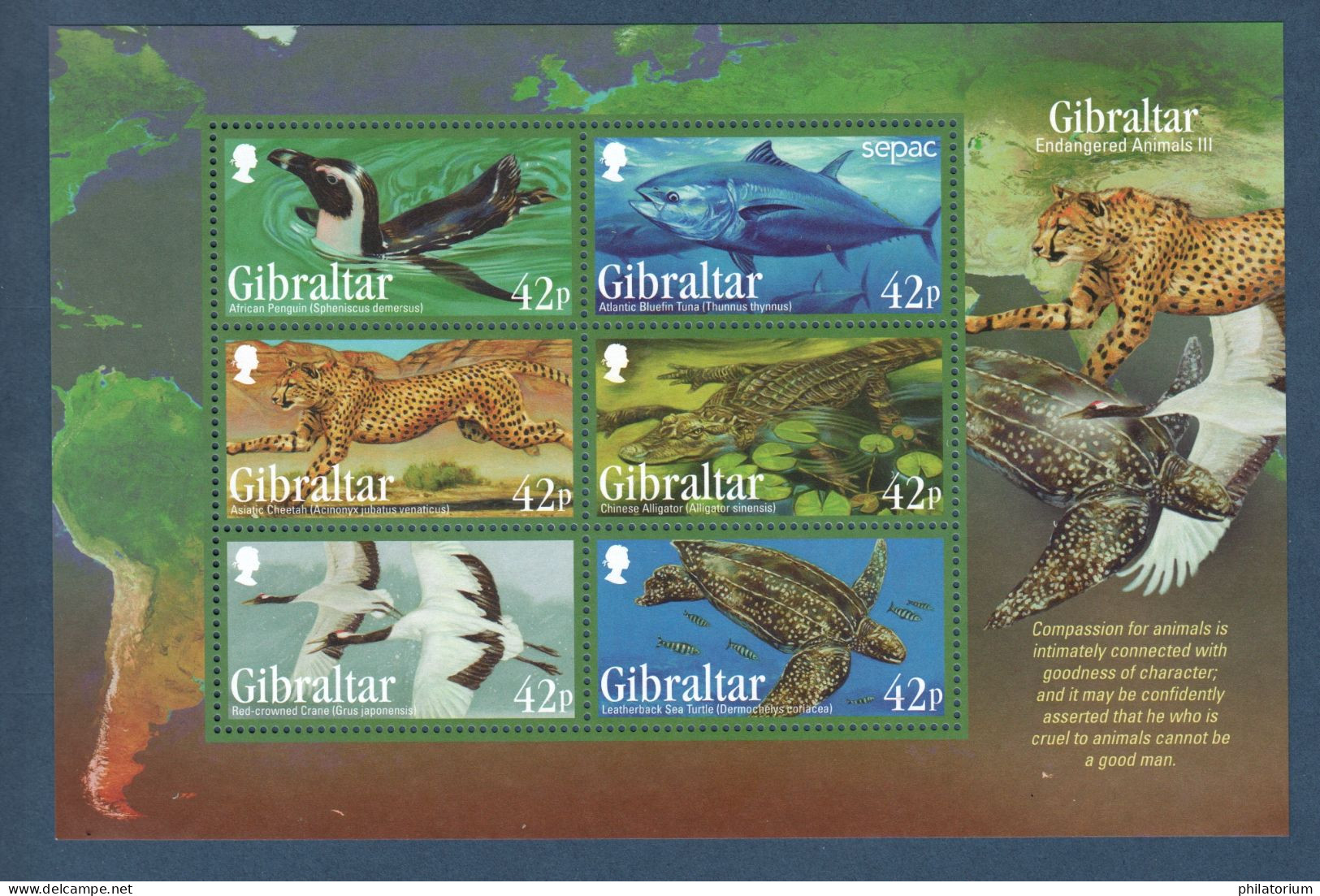 Gibraltar, **, Yv F 1569, Mi, BL 113, SG MS 1537, Animaux En Danger, - Gibraltar