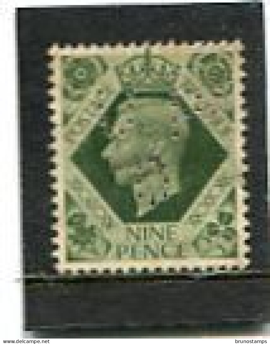 GREAT BRITAIN - 1939  9d   KING GEORGE VI  PERFIN   UP O  FINE USED - Perforés