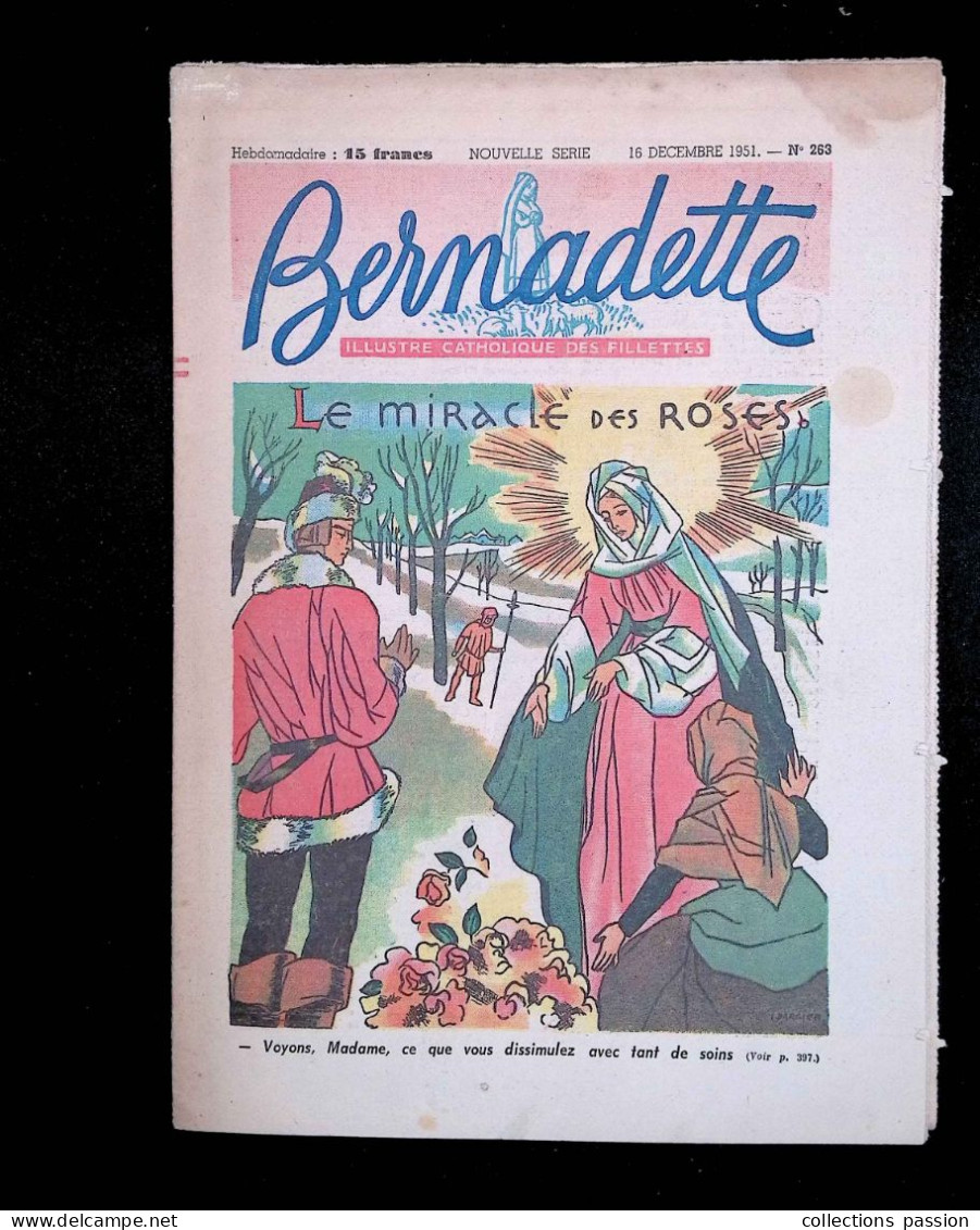 Illustré Catholique Des Fillettes, Hebdomadaire, 16 Décembre 1951, N° 263,  Frais Fr 2.25 E - Bernadette