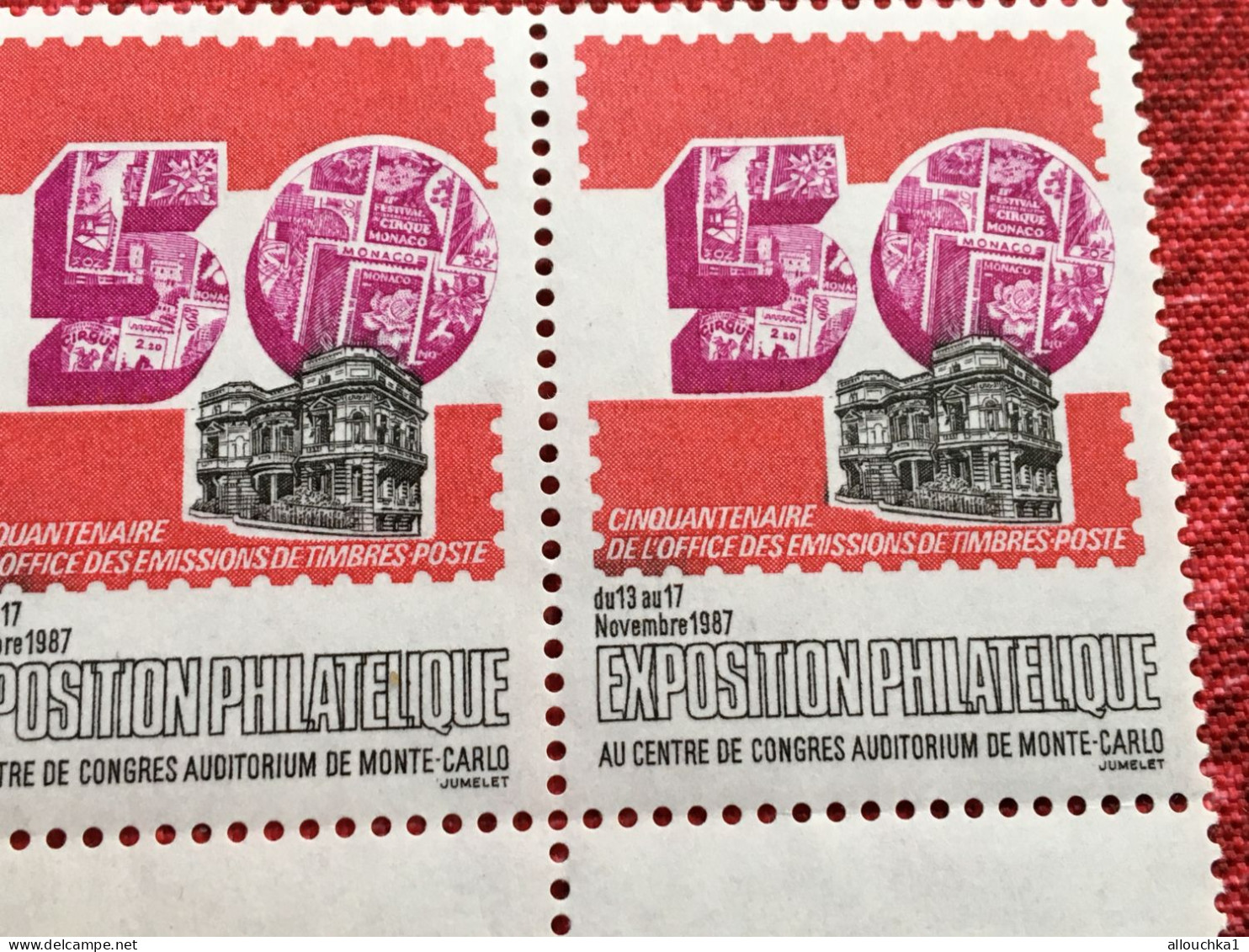 50é Office Exposition Philatélique Congres Auditorium Monaco Bloc4 Timbre Vignette**Erinnophilie-[E]Stamp-Sticker-Viñeta - Exposiciones Filatelicas