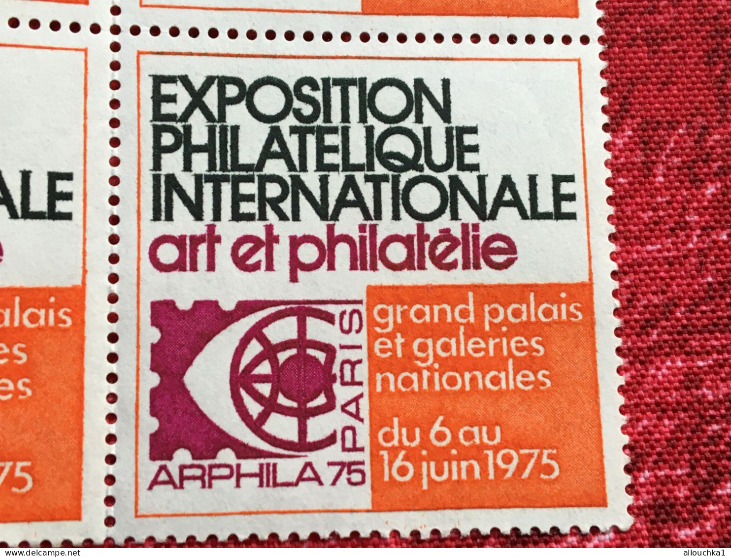 Arphila 75-Exposition Philatélique International Art & Philatélie Bloc 4 Timbres Vignette**Erinnophilie-[E]Stamp-Sticker - Expositions Philatéliques