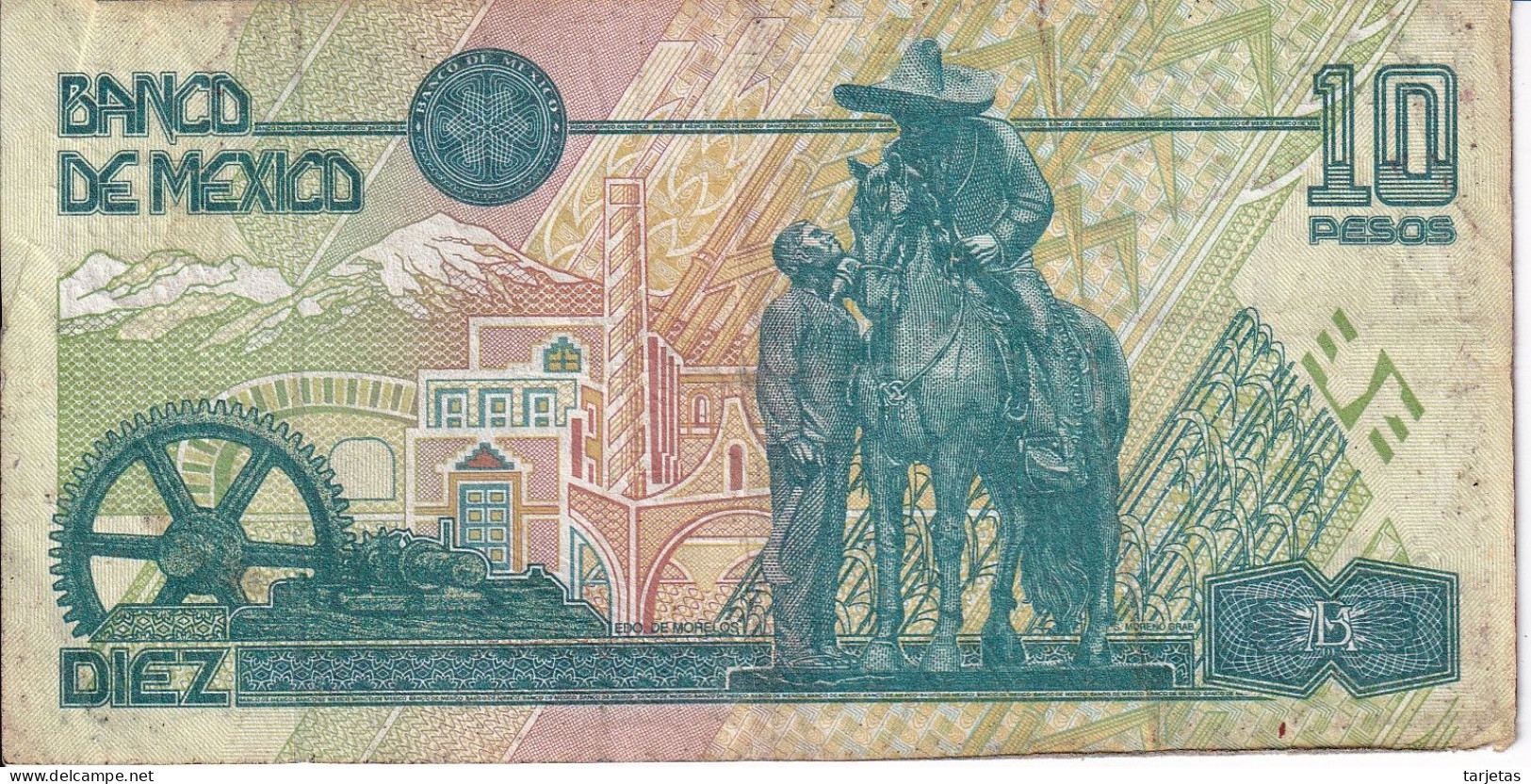 BILLETE DE MEXICO DE 10 PESOS AÑO 1996 DE EMILIANO ZAPATA  (BANKNOTE) - Mexico