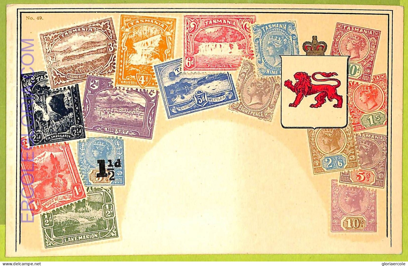 Ae9928 - TASMANIA -  VINTAGE  POSTCARD - STAMPS ON POSTCARD - ZIEHER - Otros & Sin Clasificación